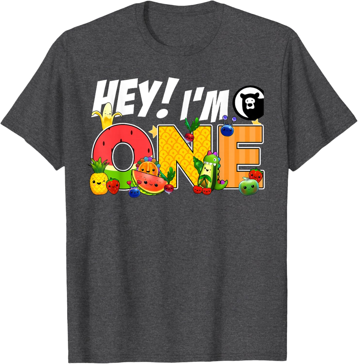 Funny Hey I'm One Birthday Boy T-Shirt for Kids with Cute Fruit Design - 27