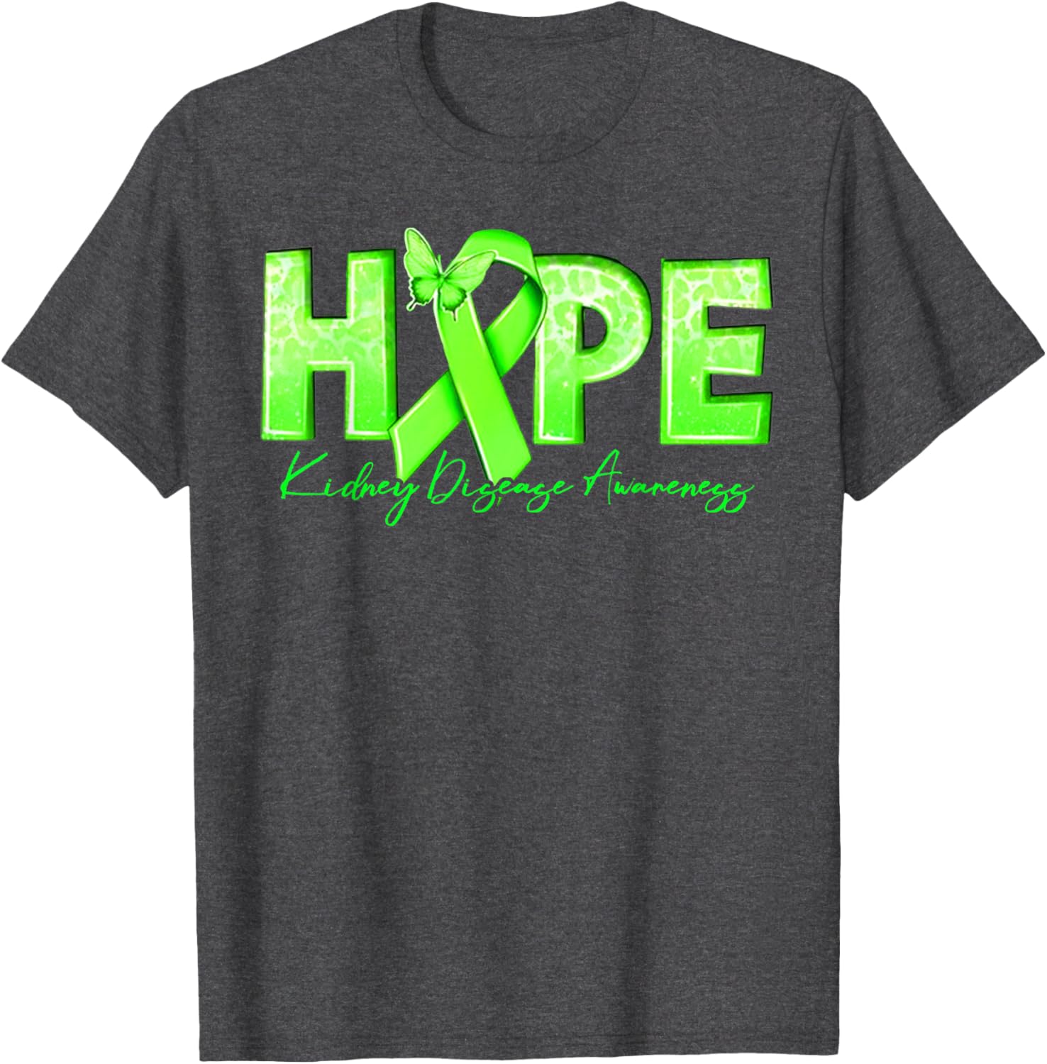 Hope Kidney Disease Awareness Green Ribbon T-Shirt for Renal Health Support - 12