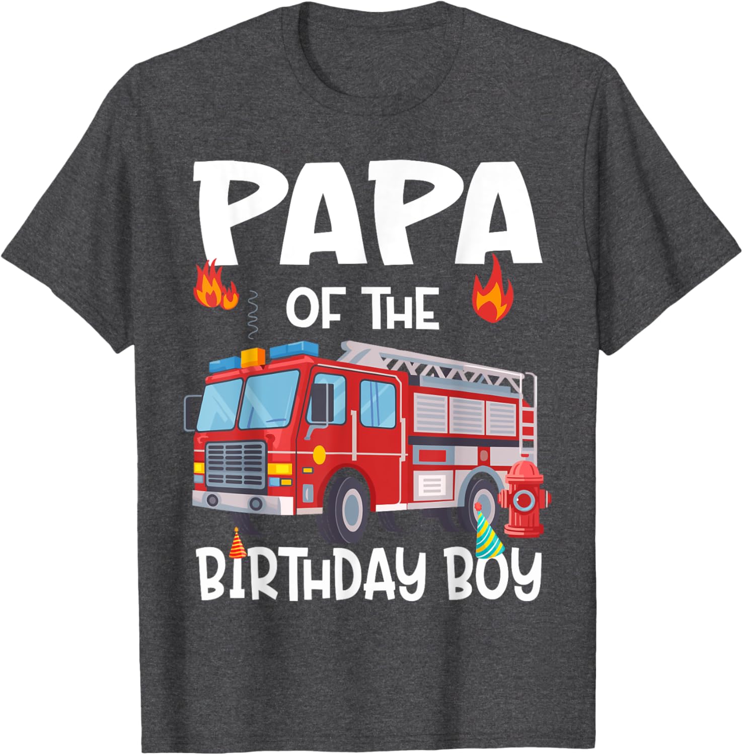 Papa of the Birthday Boy Fire Truck Firefighter Dad T-Shirt Perfect Gift - 2