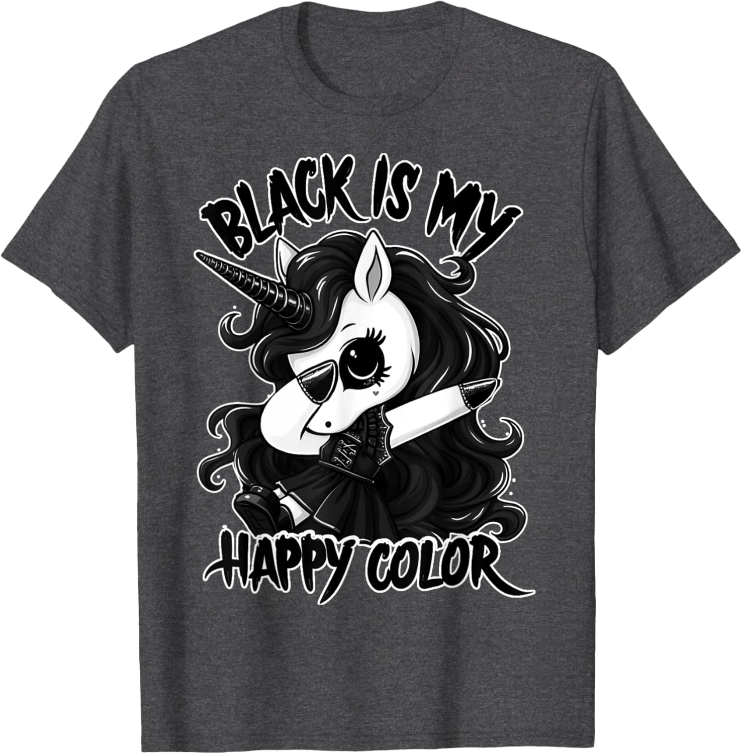 Gothic Unicorn Dabbing T-Shirt - Black is My Lucky Color Tee - 14