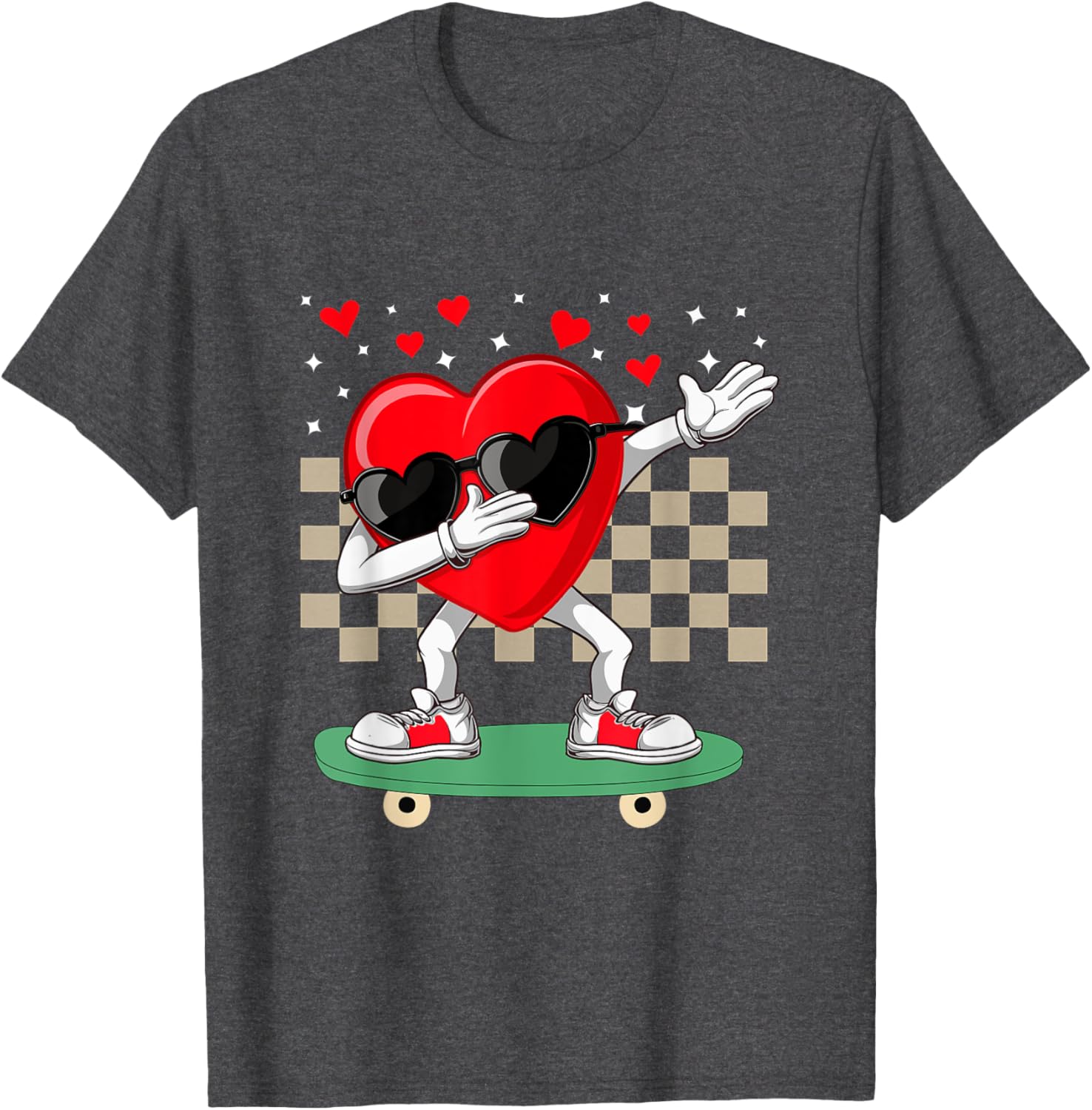 Dabbing Heart Skateboarding Dab Dance T-Shirt for Valentine's Day Fun - 9