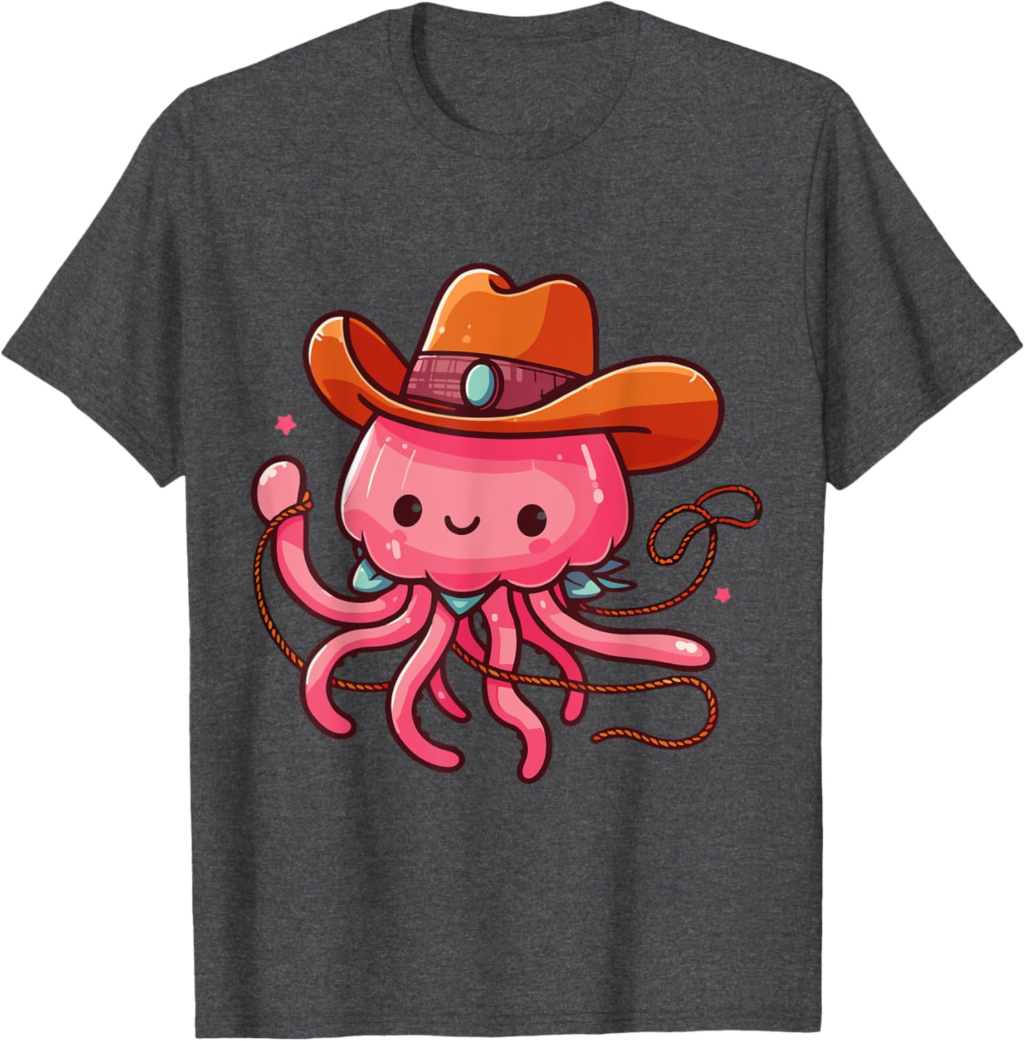 Western Rodeo Cowboy Hat and Jellyfish Texas Animals T-Shirt for Men - 6