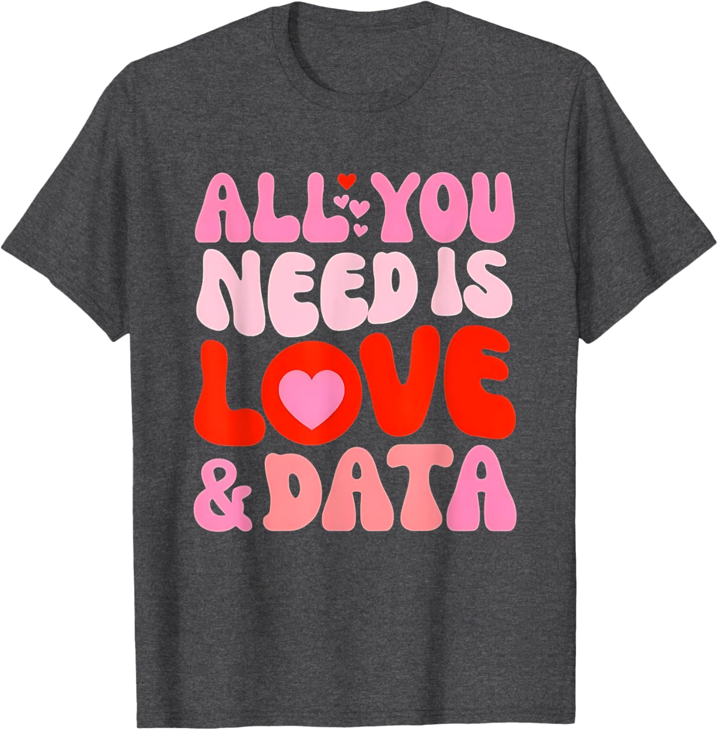 Retro Love and Data Teacher Valentine's Day T-Shirt for Educators - 27