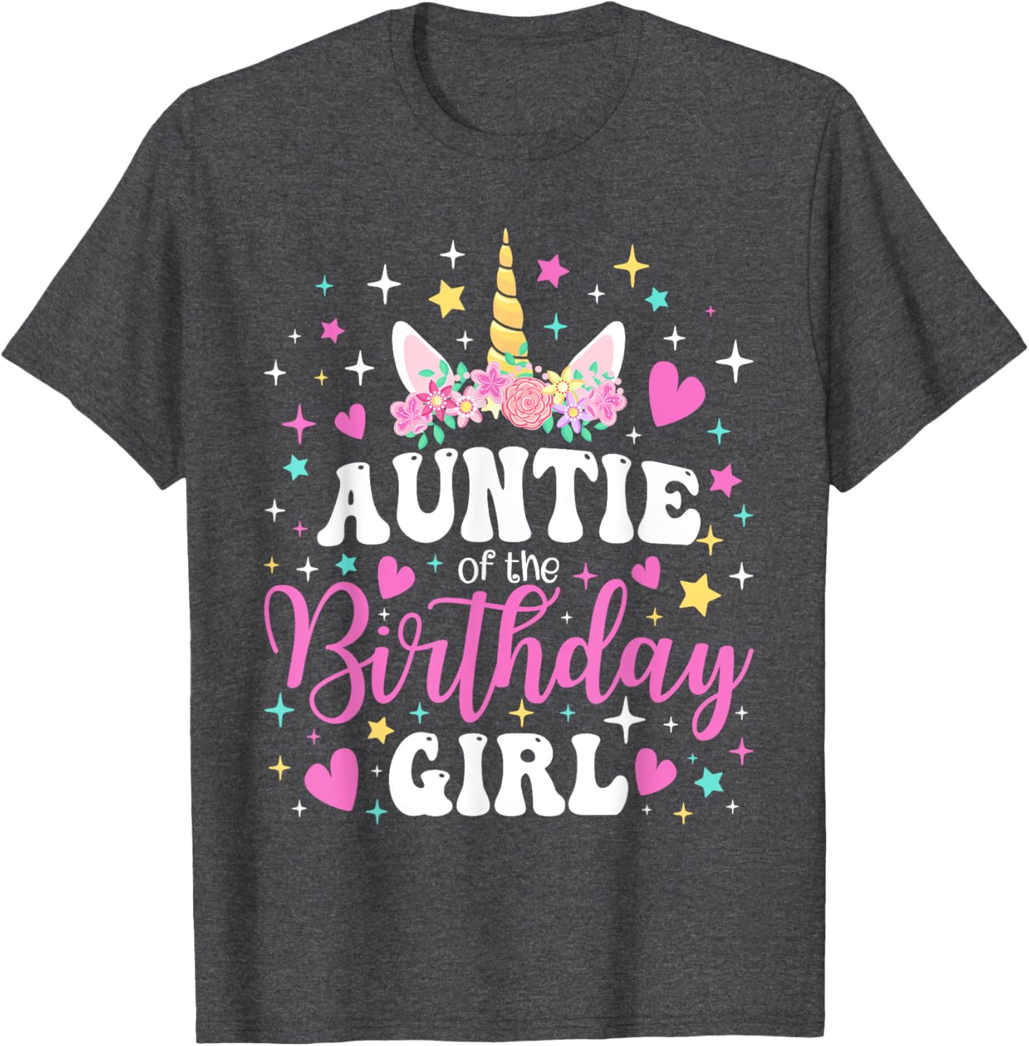 Unicorn Auntie Birthday Matching T-Shirt for Family Celebration Fun - 19