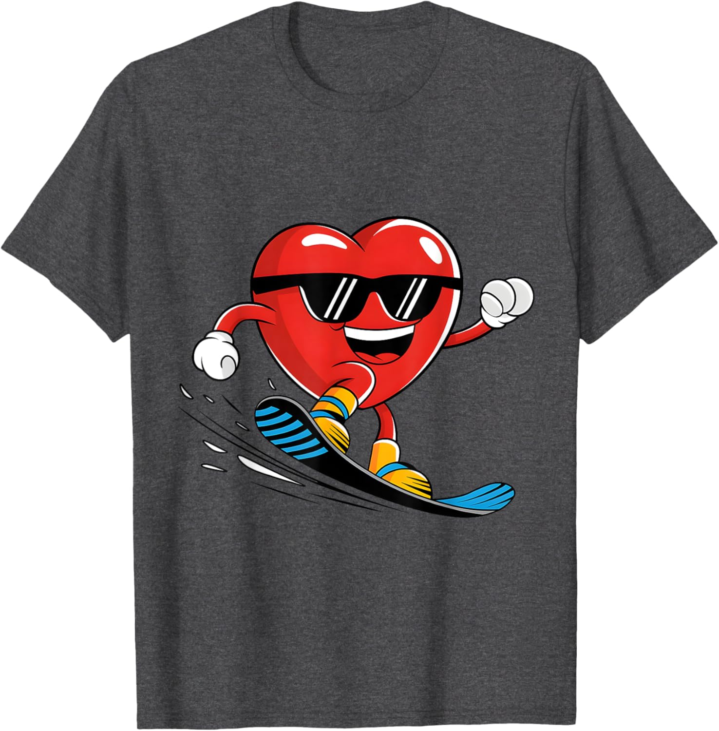 Snowboard Heart Valentine's Day T-Shirt for Boys and Girls Fun Gift - 26