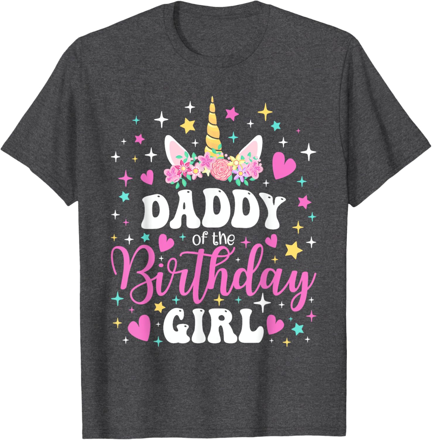 Family Matching Unicorn Daddy T-Shirt for Birthday Girl Celebration - 14