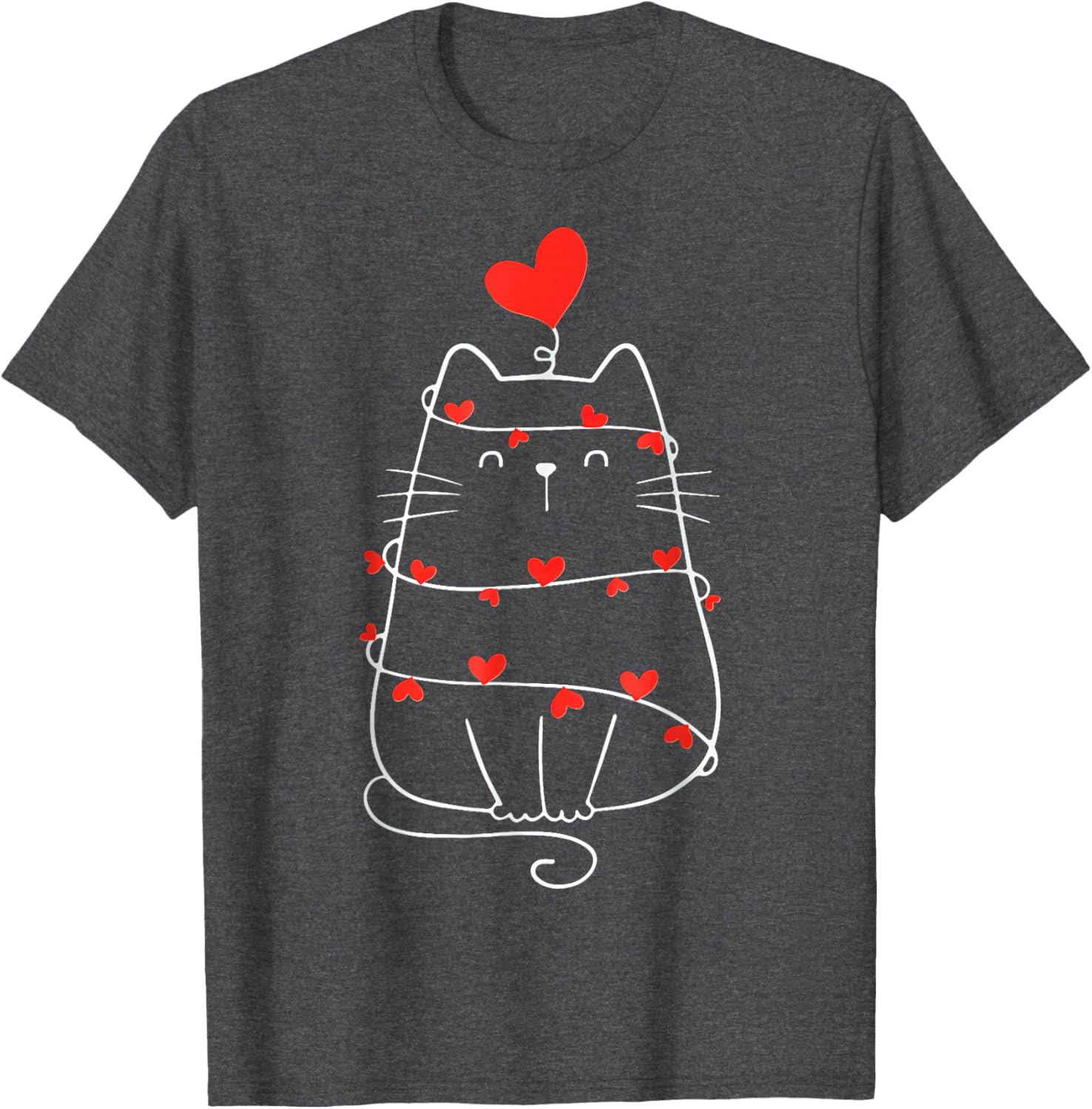 Funny Heart Cat Valentine's Day T-Shirt for Cat Lovers - 15