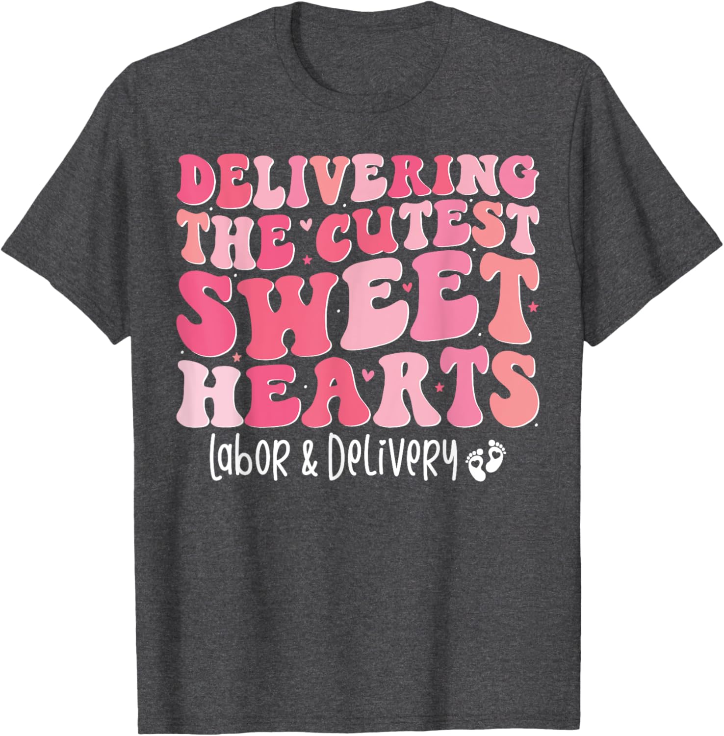 Groovy Labor and Delivery Nurse Valentine's Day T-Shirt for Nurses - 11