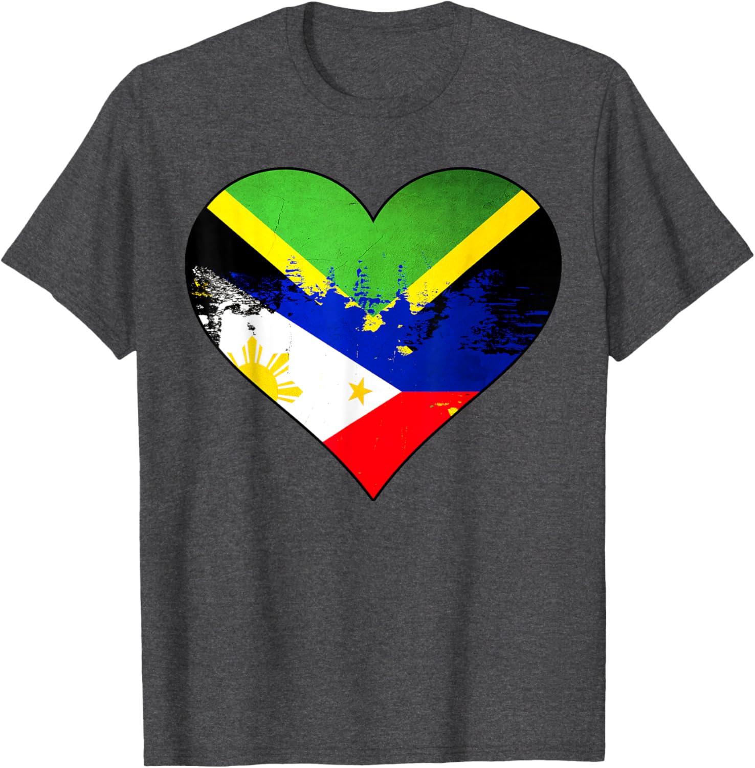 Jamaican Filipino Heritage Flag Heart T-Shirt for Proud Culture Lovers - 15
