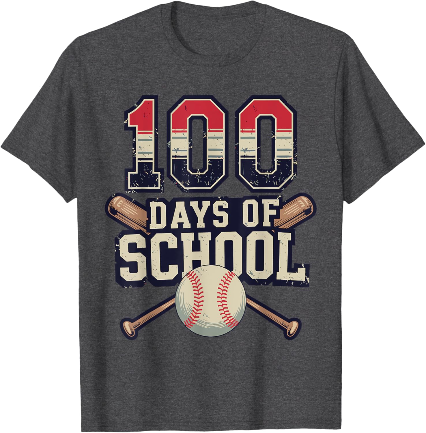 Vintage Baseball Theme 100 Days of School Celebration T-Shirt for Kids - 1