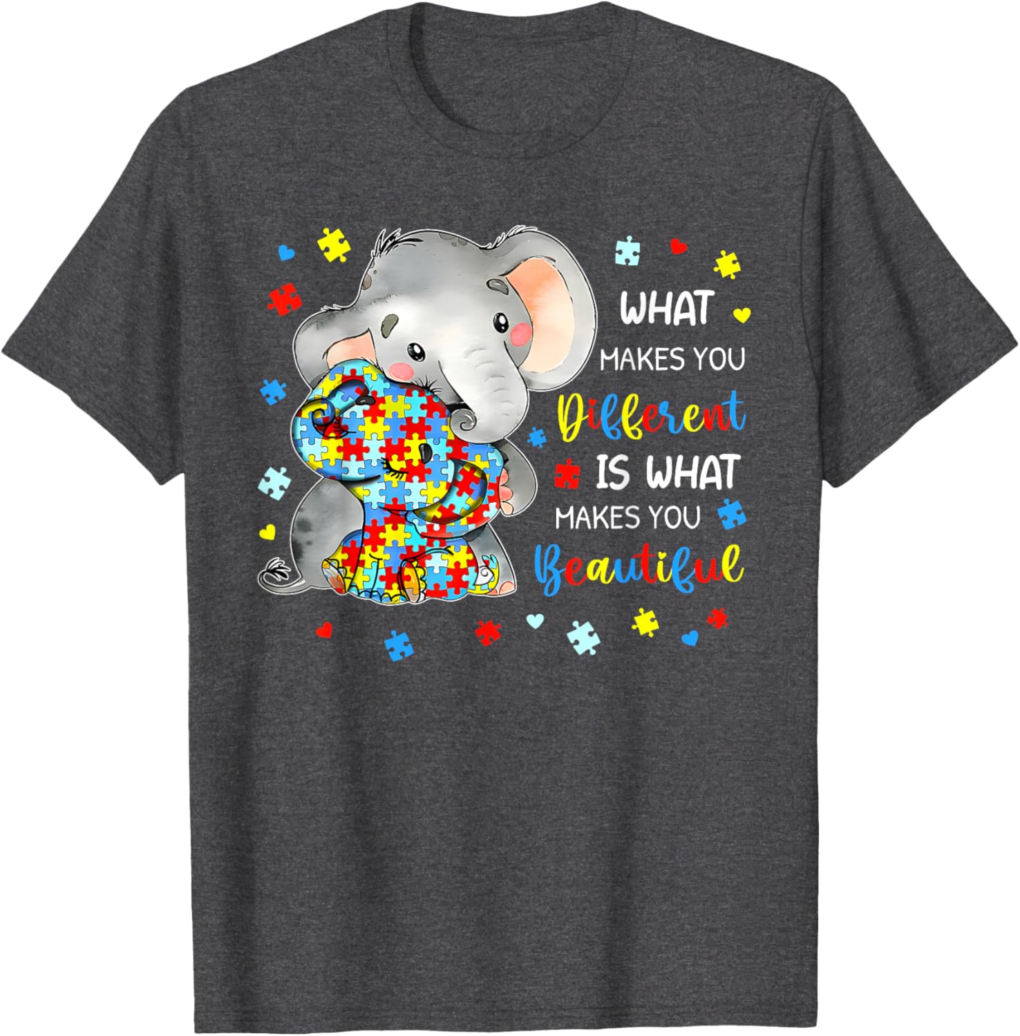 Unique Autism Awareness Elephant T-Shirt Celebrating Individuality and Beauty - 4
