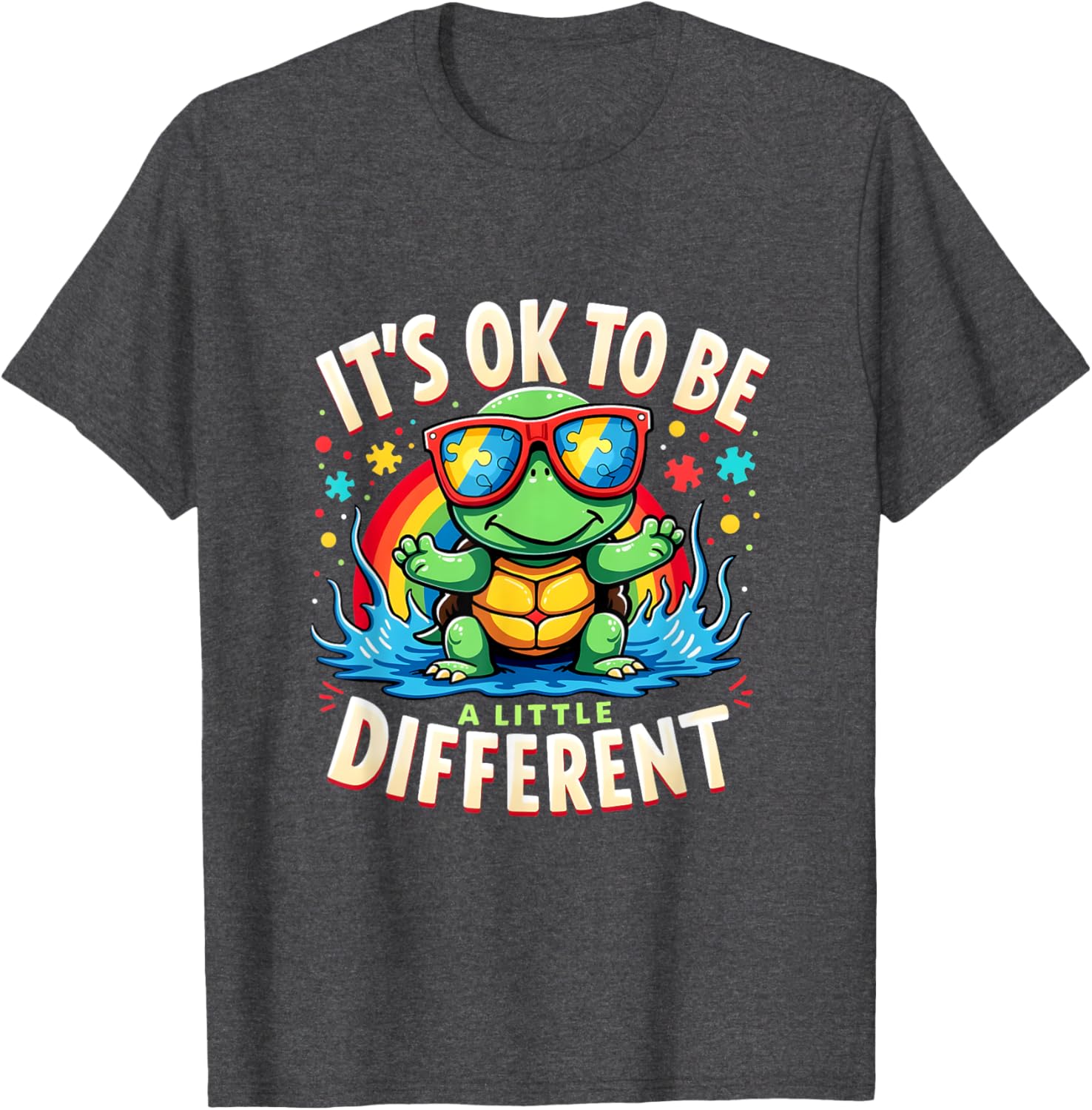 Cute Turtle Autism Awareness T-Shirt It's Ok To Be A Little Different - 11