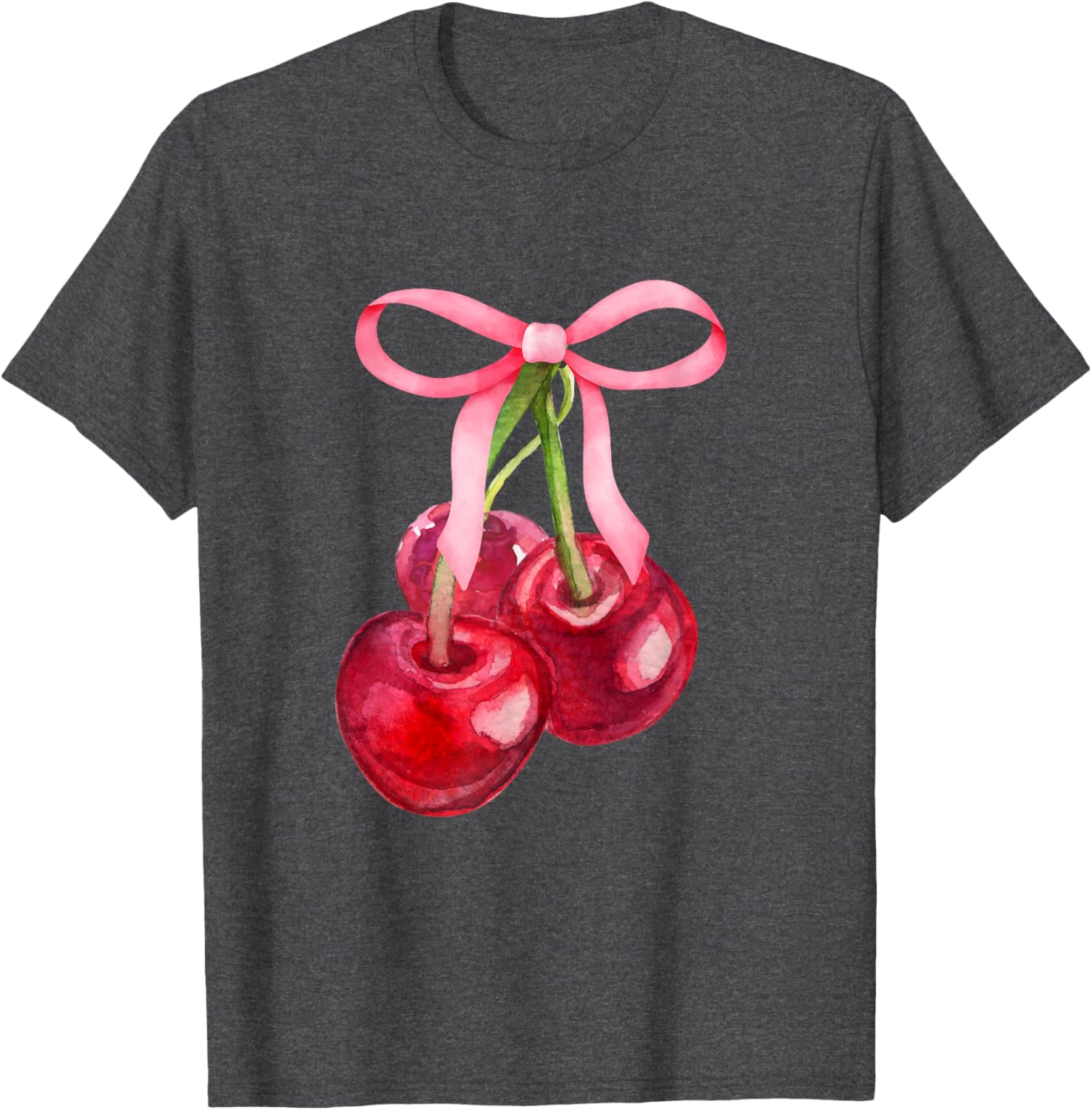 Coquette Red Cherry Pink Bows Preppy Girls T-Shirt for Stylish Kids - 6