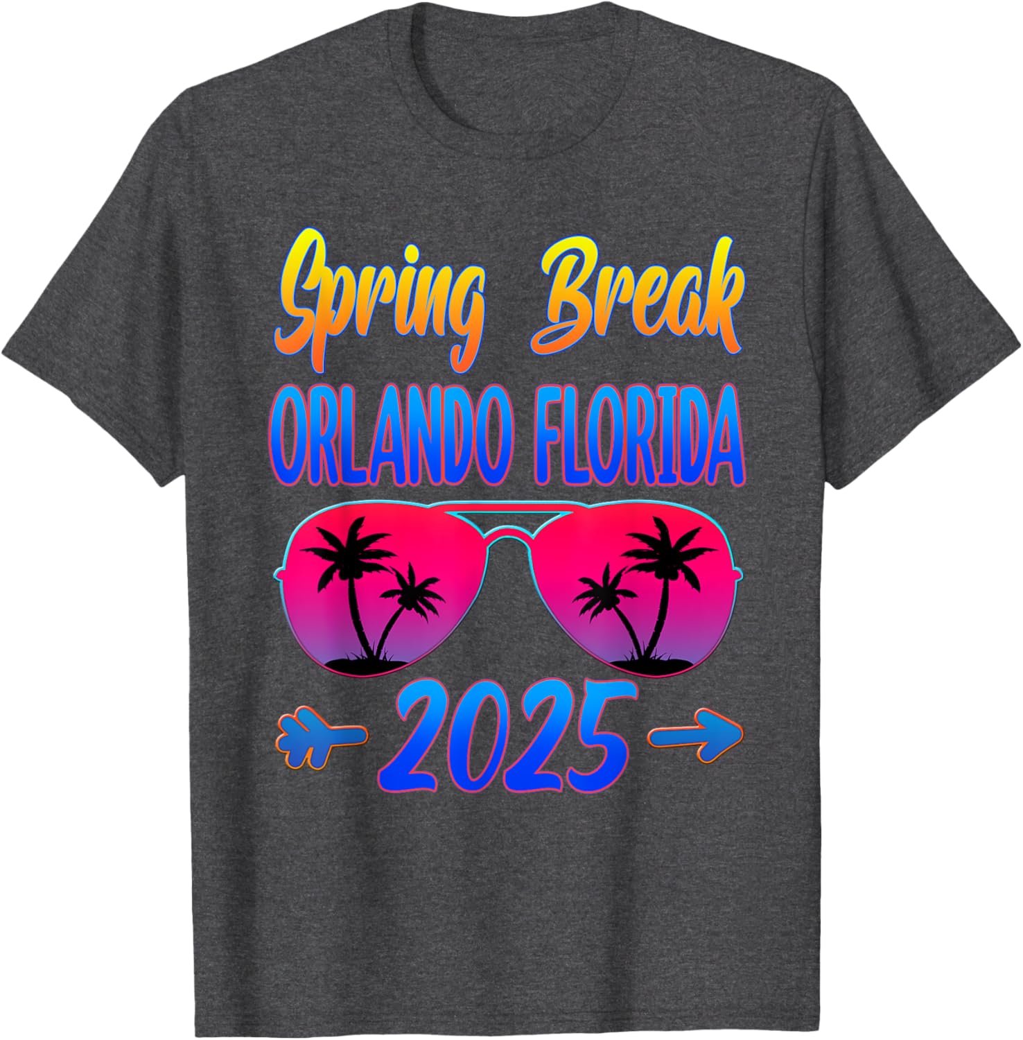 Spring Break Orlando 2025 Beach Group T-Shirt with Fun Glasses Design - 8