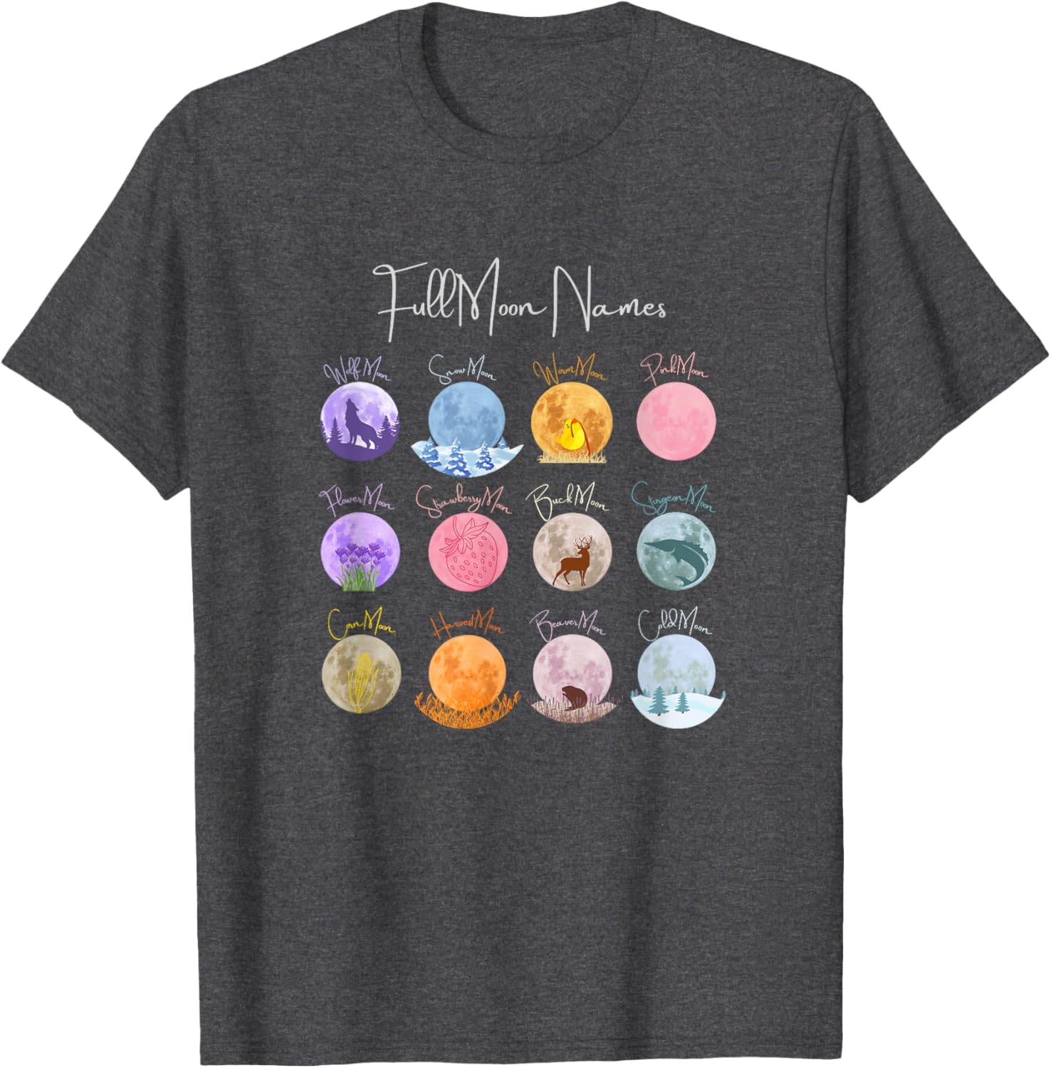 Full Moon Names T-Shirt Lunar Calendar Tees and Accessories Elegance - 13