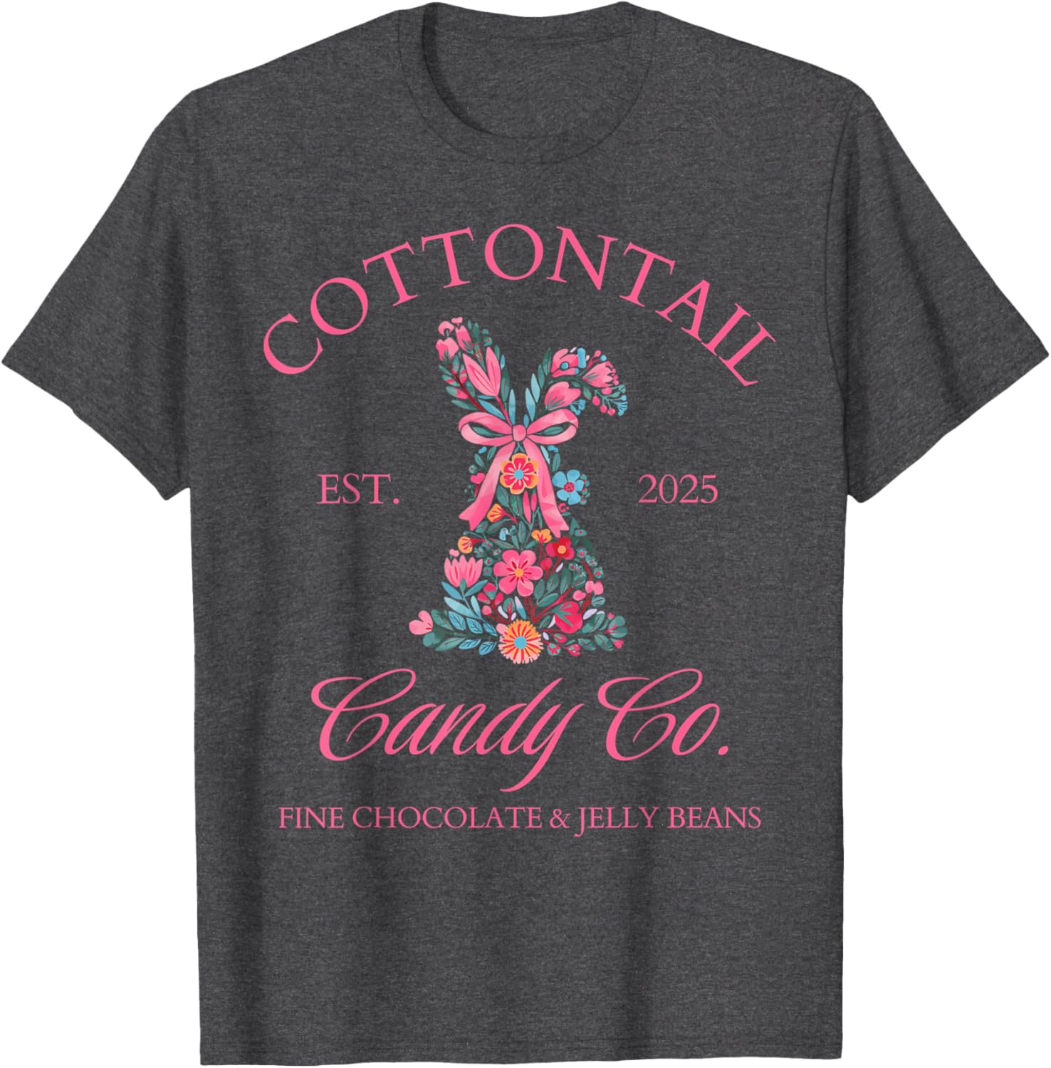 Easter Bunny Floral Coquette Bow T-Shirt for Girls and Women - 9