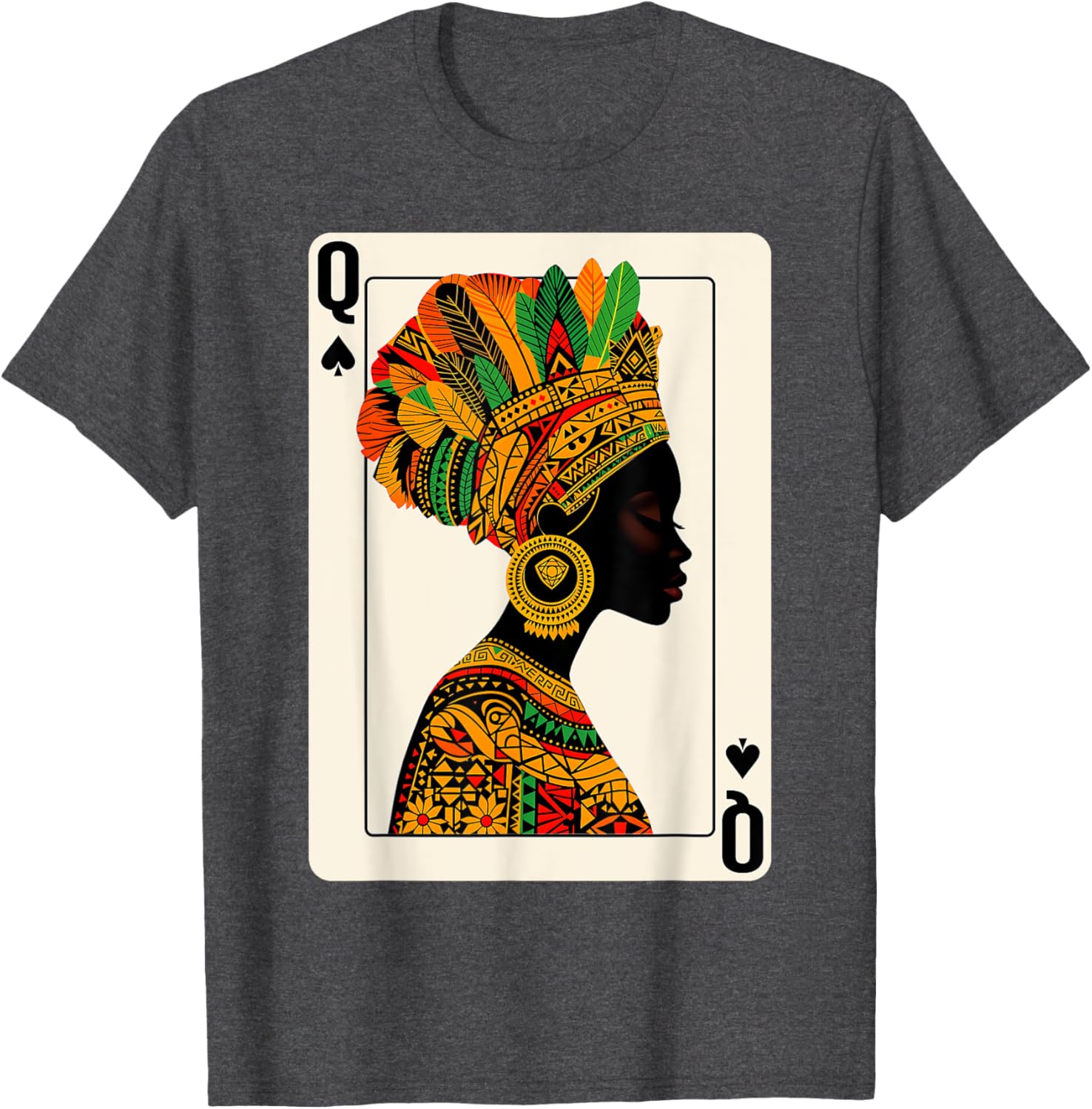Black Queen of Spades Card Game T-Shirt Celebrating Proud Black Women - 2