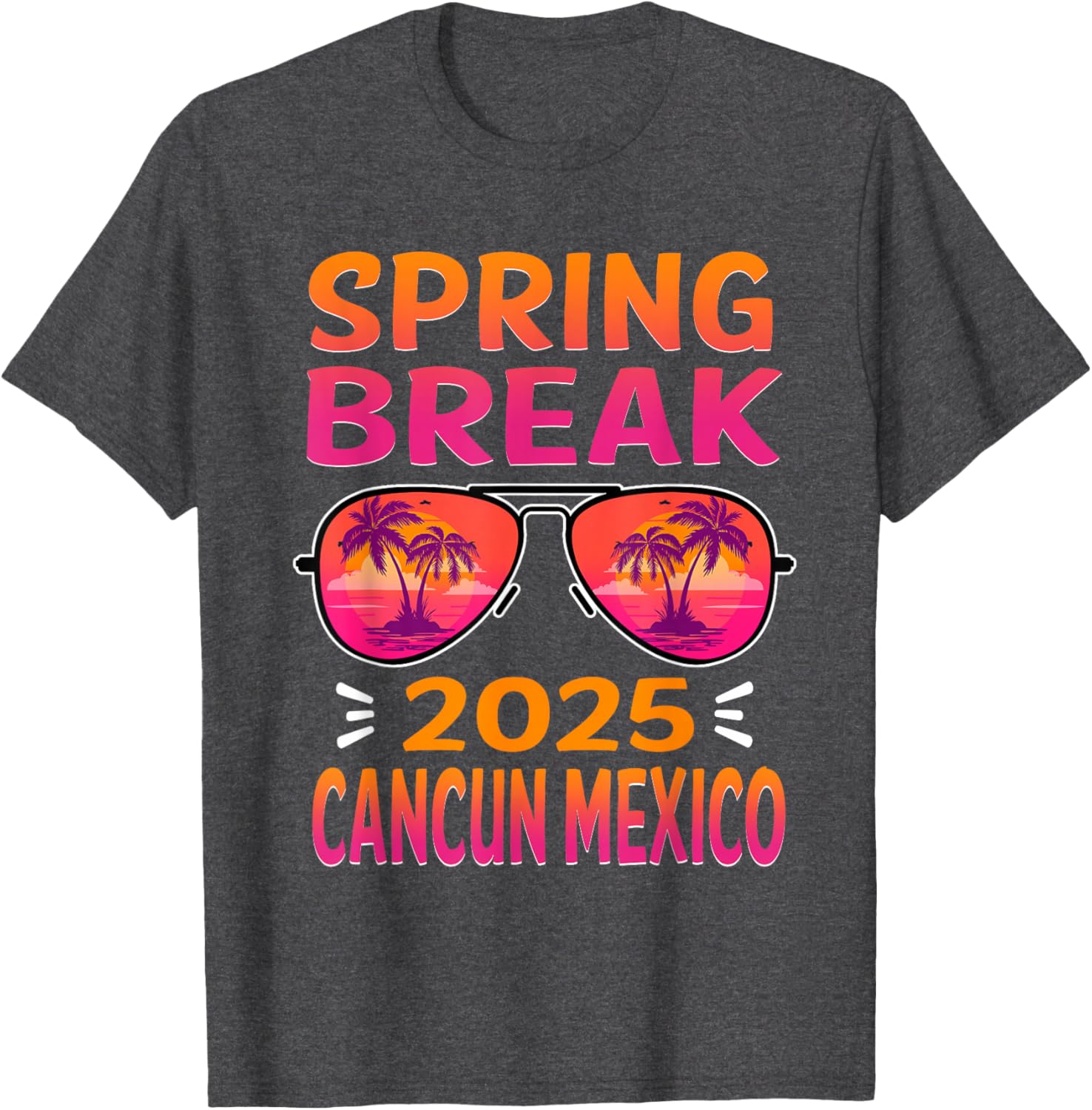Retro Beach Vacation T-Shirt with Spring Break Cancun Sunglasses 2025 - 2