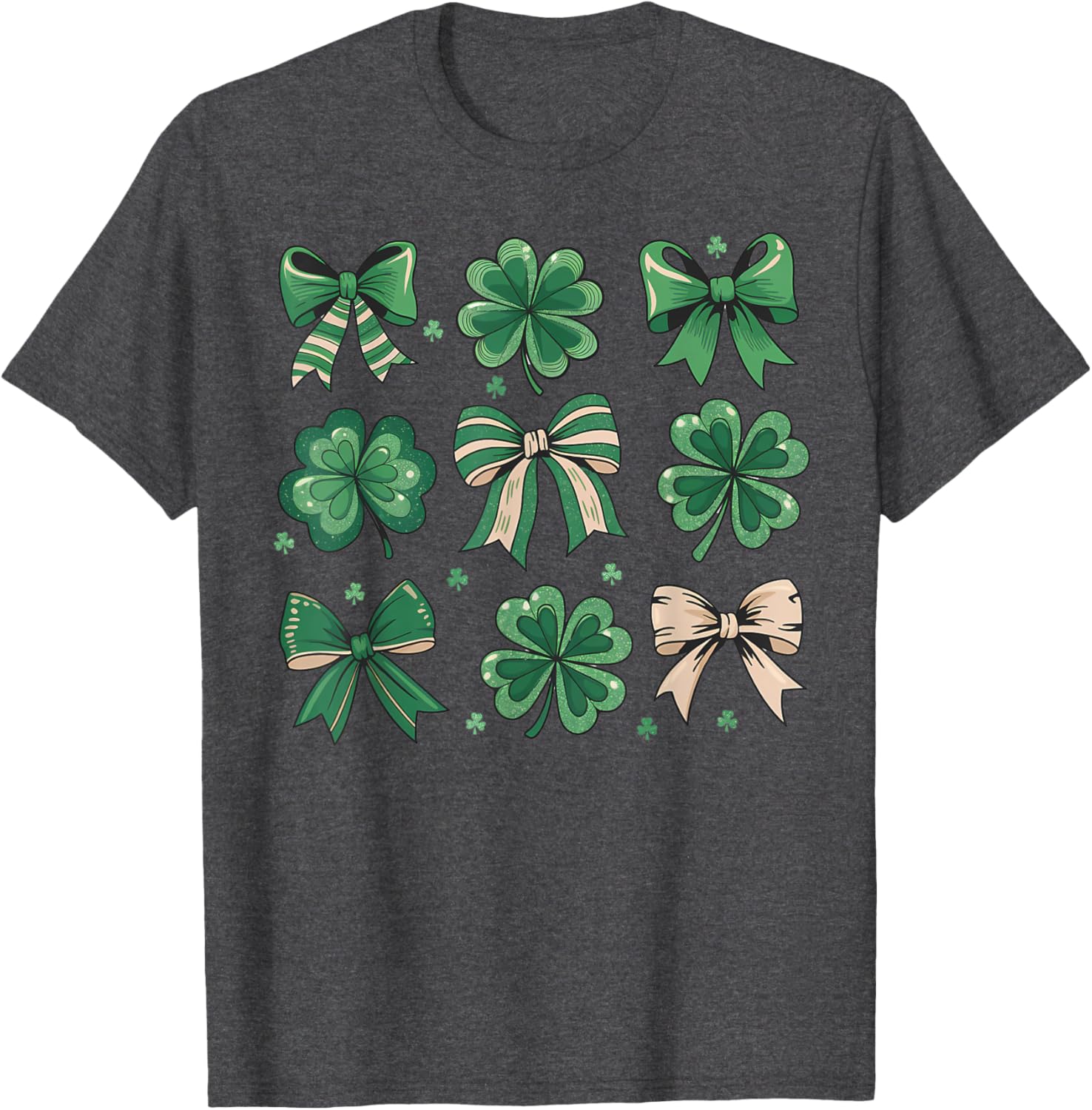 Cute Retro St Patricks Day Shamrock Bow T-Shirt for Festive Fun - 12