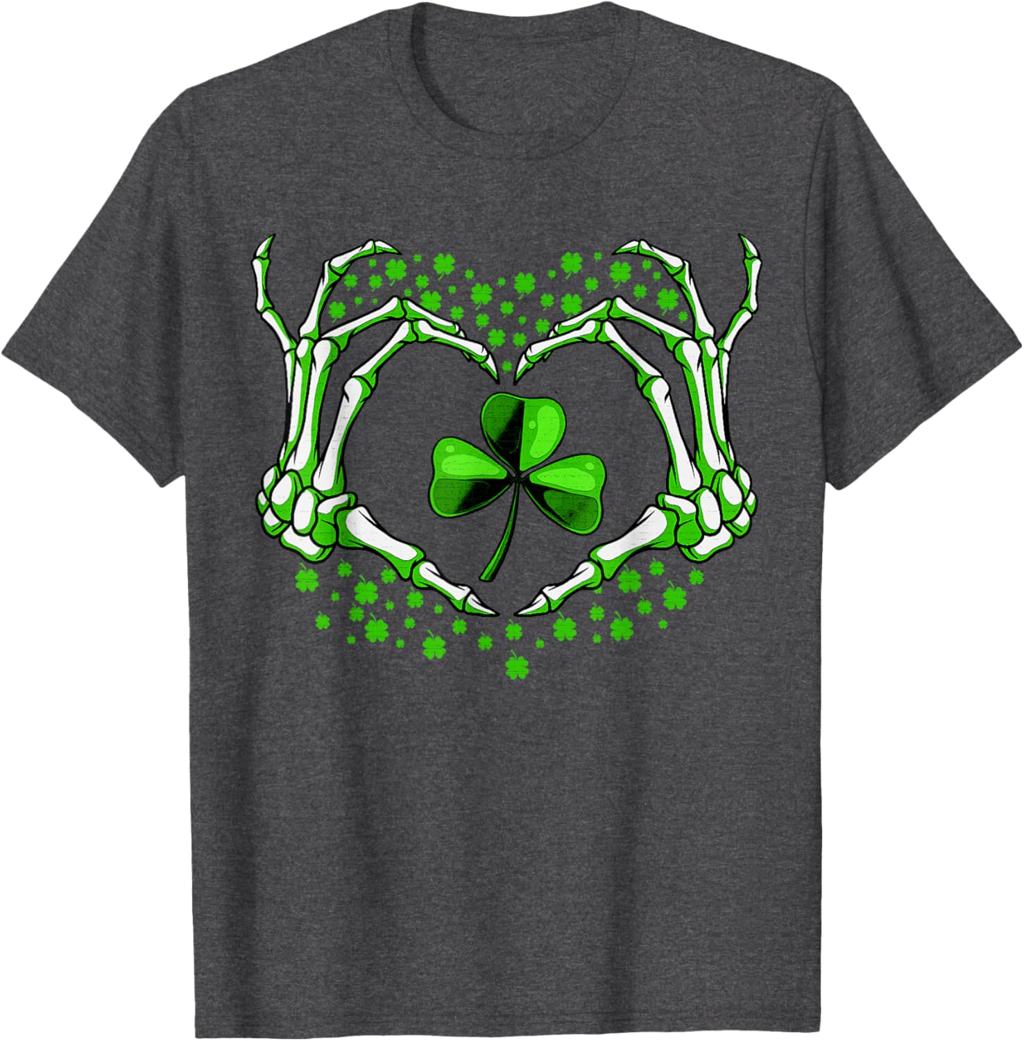 Skeleton Hand Heart Shamrock St Patricks Day T-Shirt for Festive Fun - 4