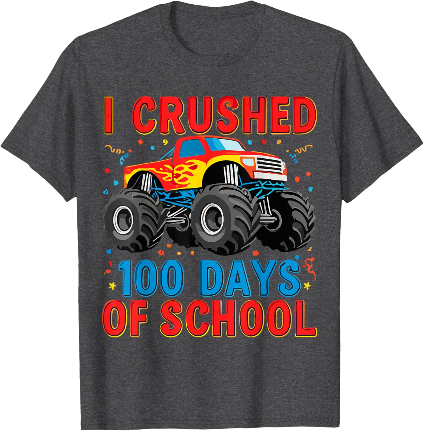 100 Days of School Monster Truck T-Shirt for Boys Fun School Spirit Gear - 8