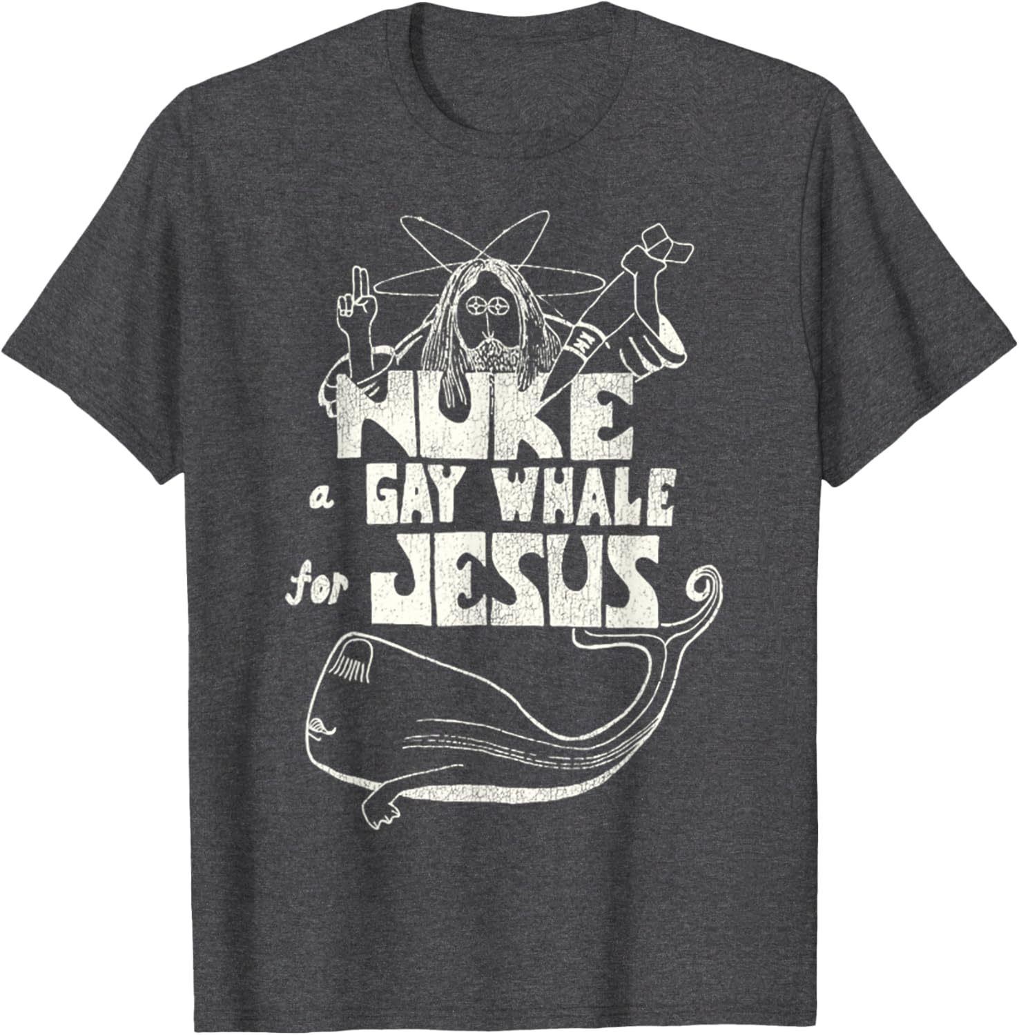 Funny Vintage 80s Nuke a Gay Whale For Jesus T-Shirt for Social Advocacy - 13