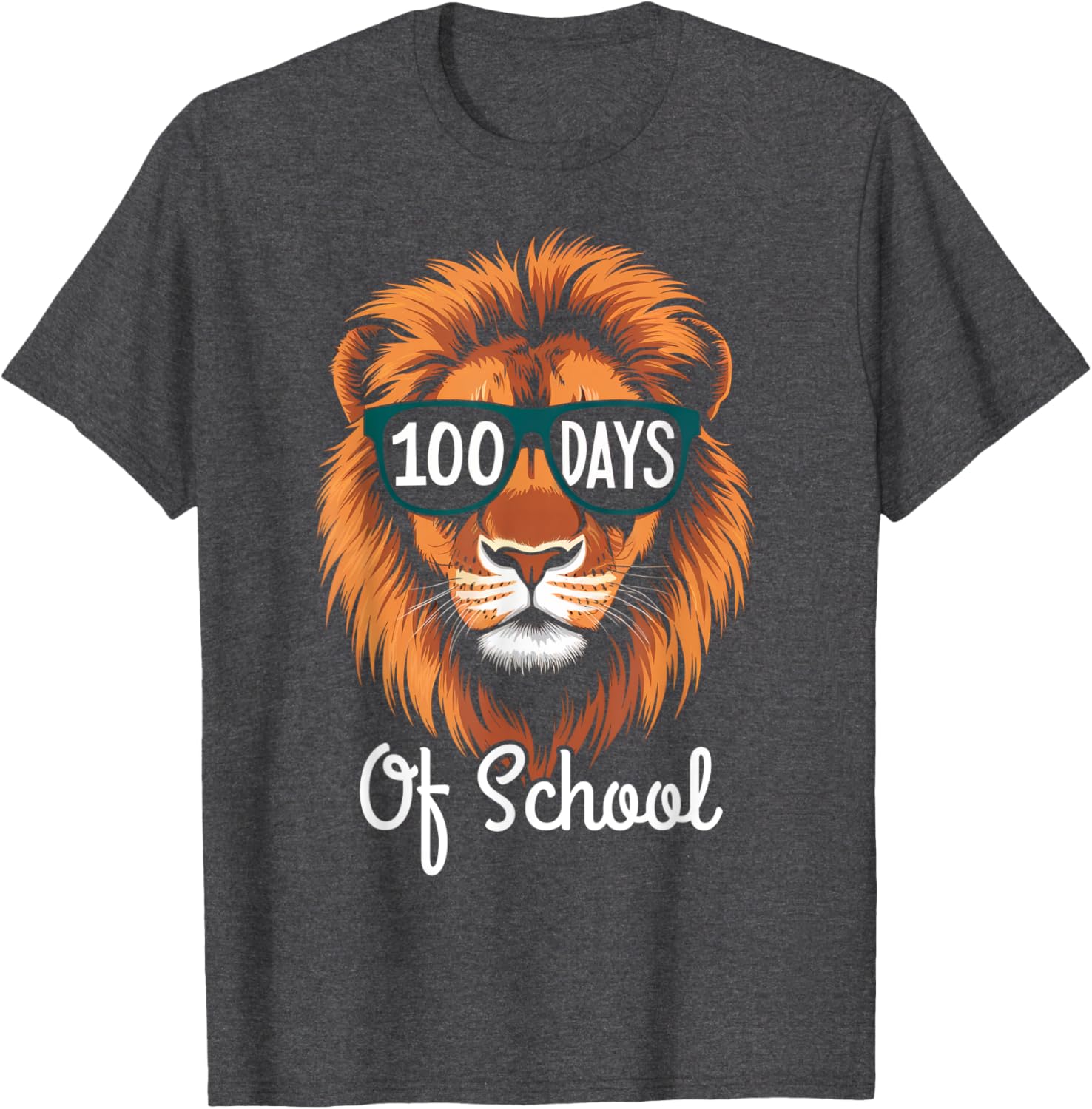 Cool Lion 100 Days Smarter Kids T-Shirt for 100th Day of School Fun - 9