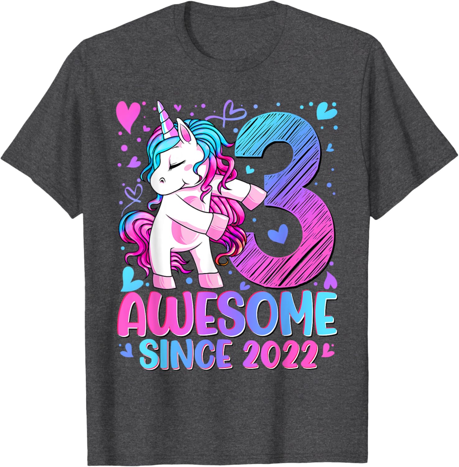 Cute Unicorn T-Shirt for 3 Year Old Girls Birthday Party Gifts - 15