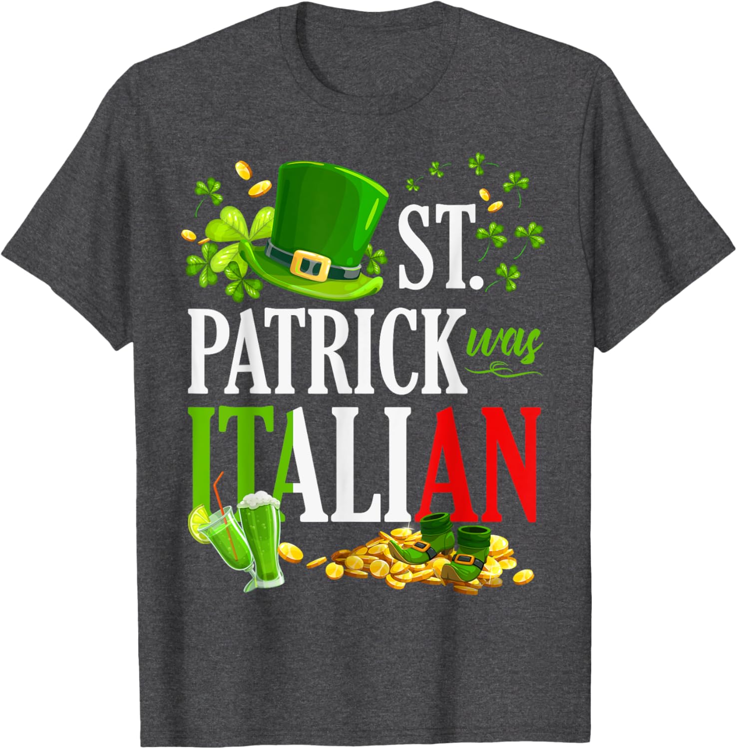 Vintage St Patrick Was Italian Clover Graphic T-Shirt for St Patricks Day - 2