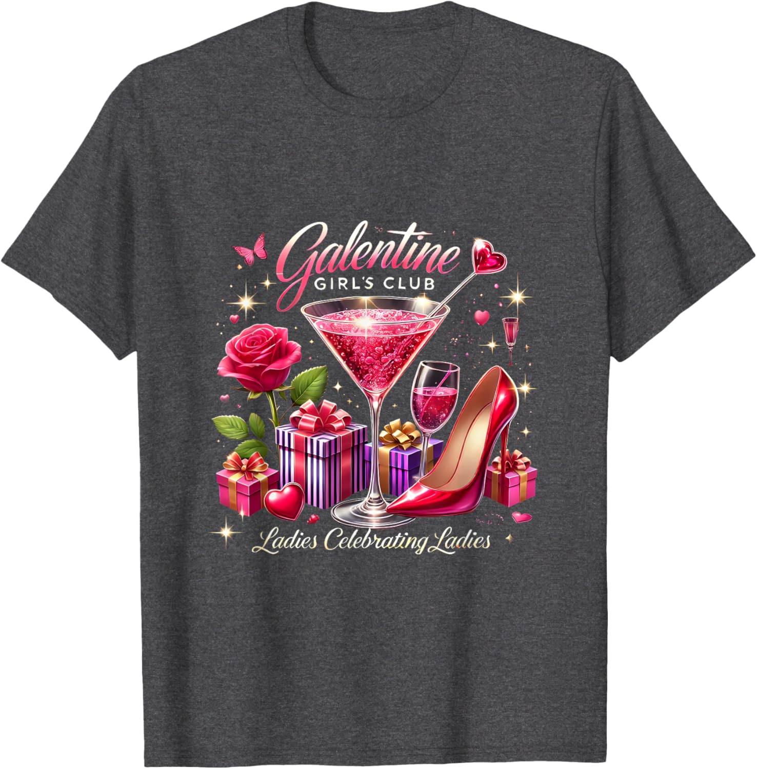 Galentine's Celebration Martini Glass T-Shirt for Fun Girls Night Out - 10