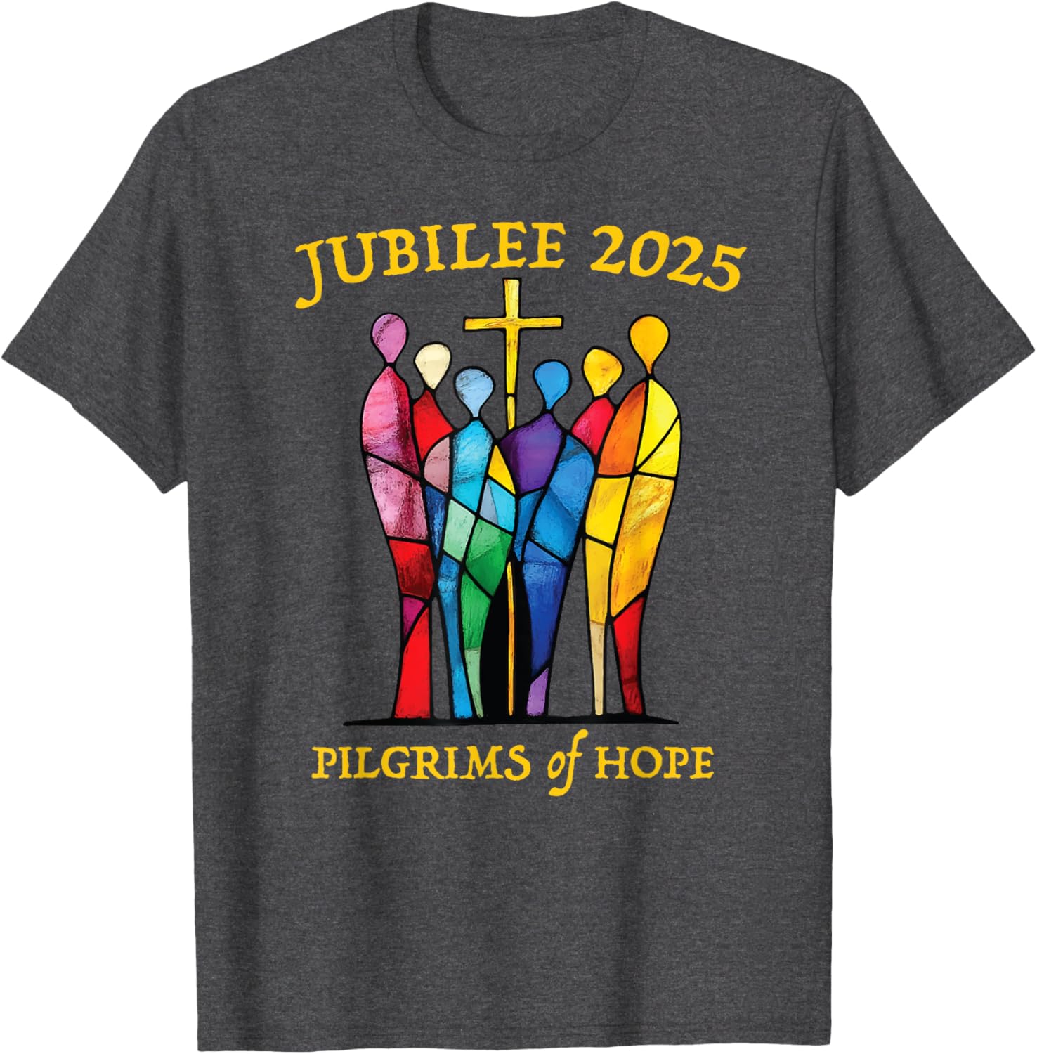 Catholic Jubilee 2025 Pilgrims of Hope Stained Glass T-Shirt for All - 6