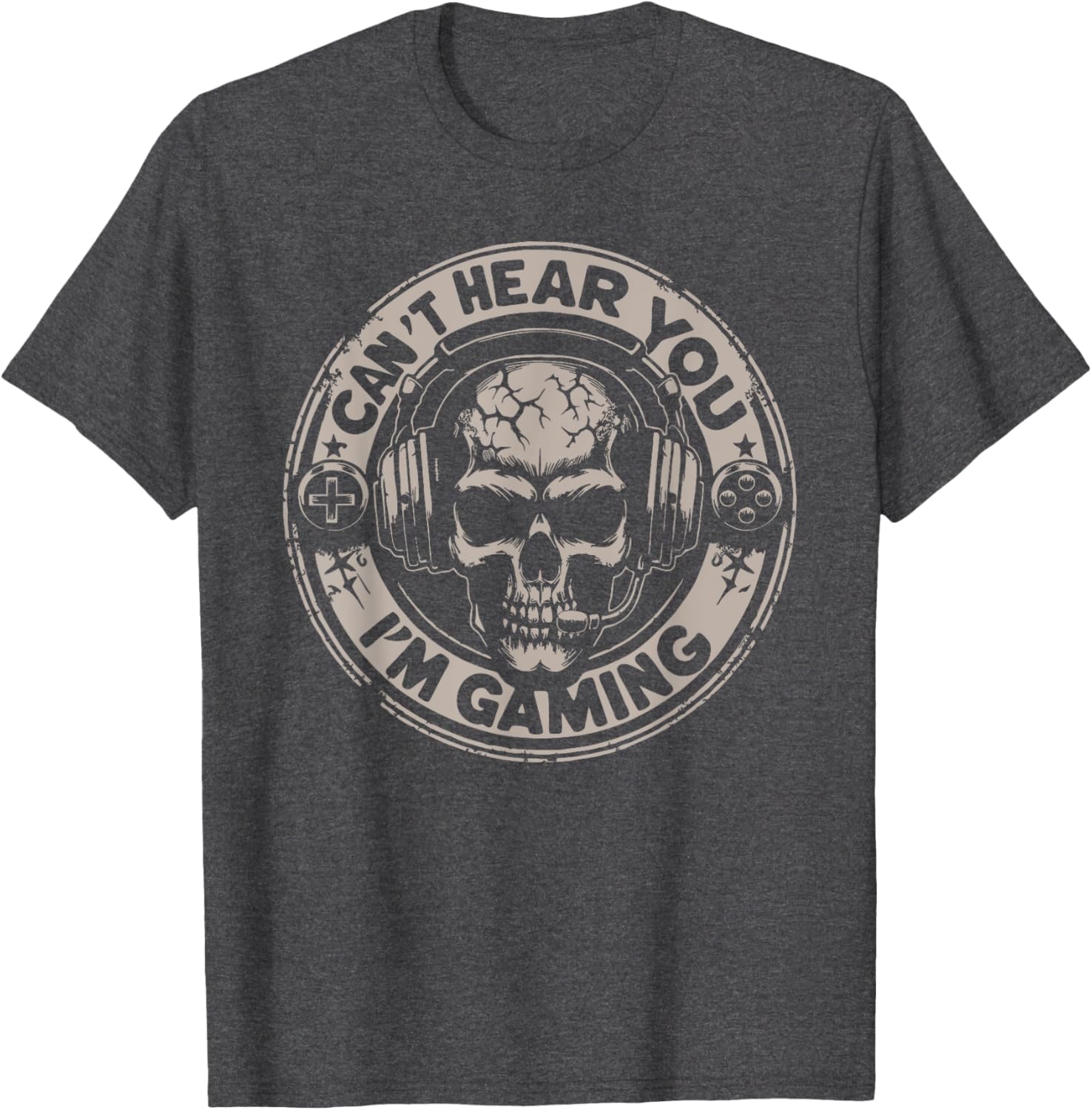 Funny Gamer Skull T-Shirt Can't Hear You I'm Gaming - Cool Gaming Apparel - 2