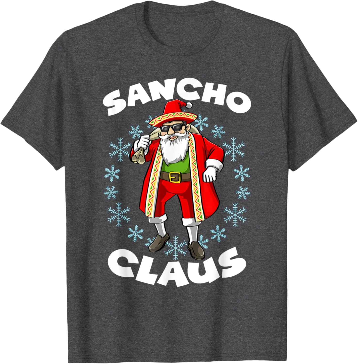 Funny Santa Claus Sancho Mexican Christmas T-Shirt for Holiday Cheer - 3