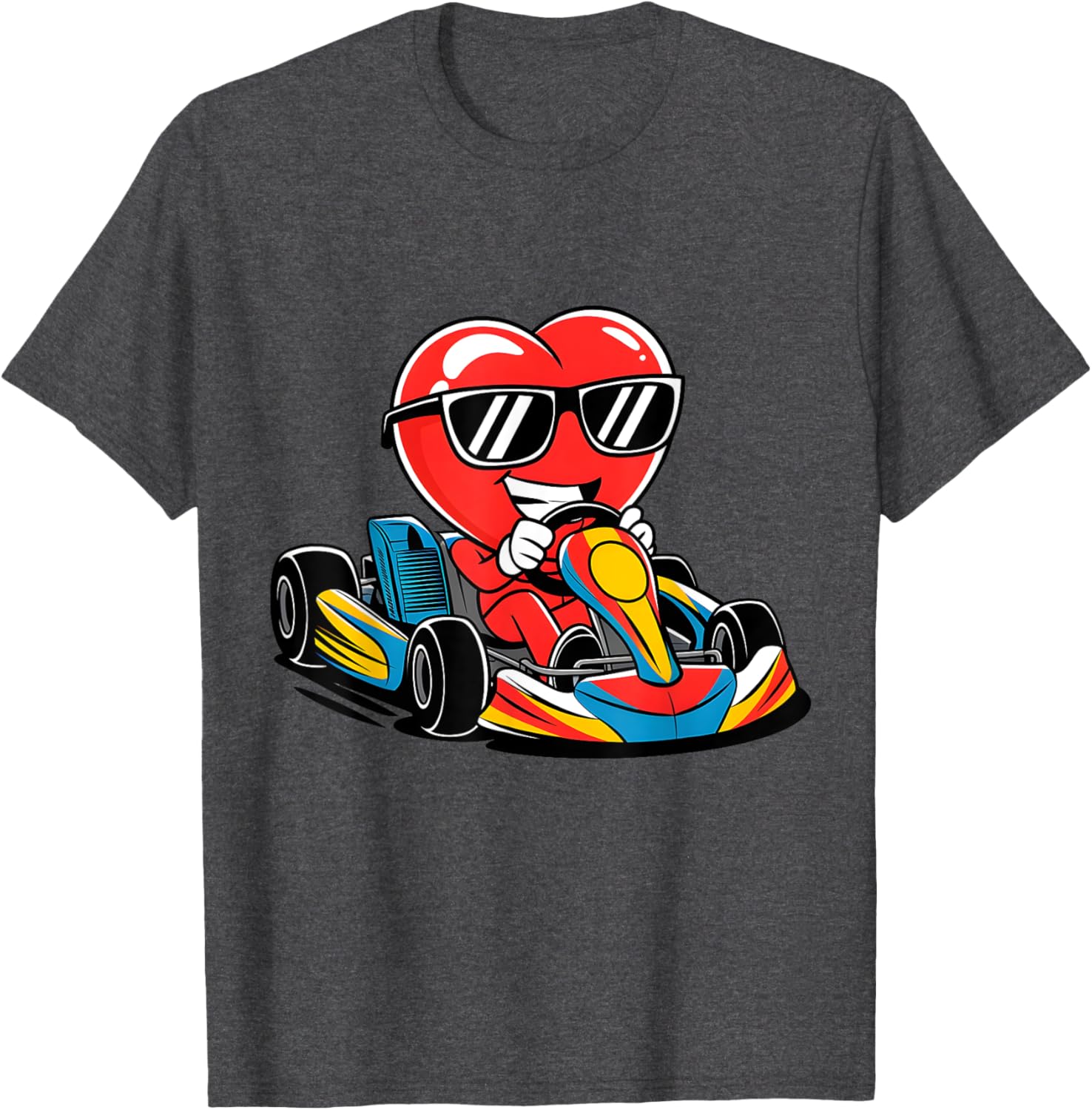 Heart Racing Go-Kart Valentine's Day T-Shirt for Boys and Girls - 4