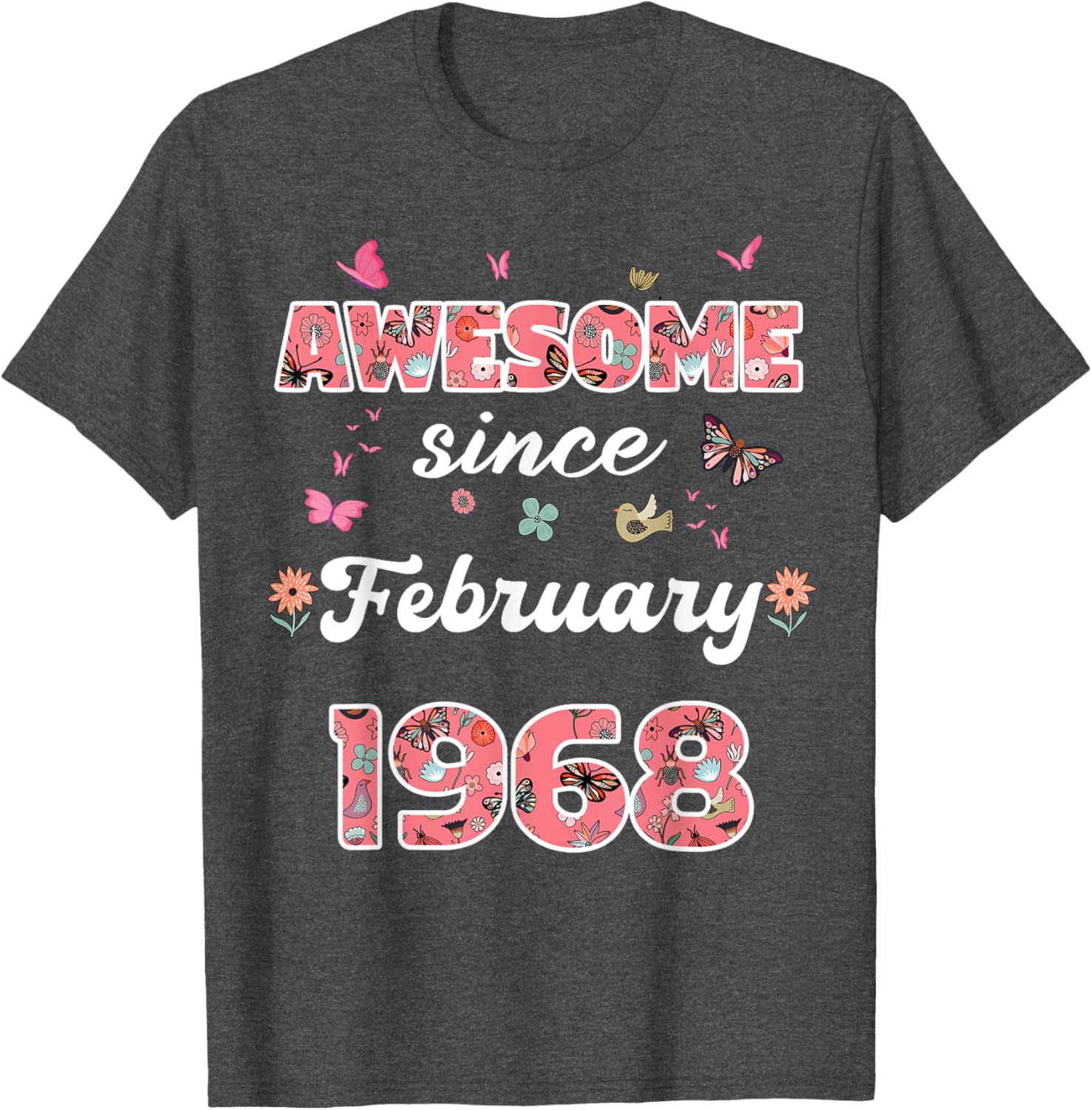Vintage February 1968 Flowers Birthday T-Shirt for a Special Celebration - 10