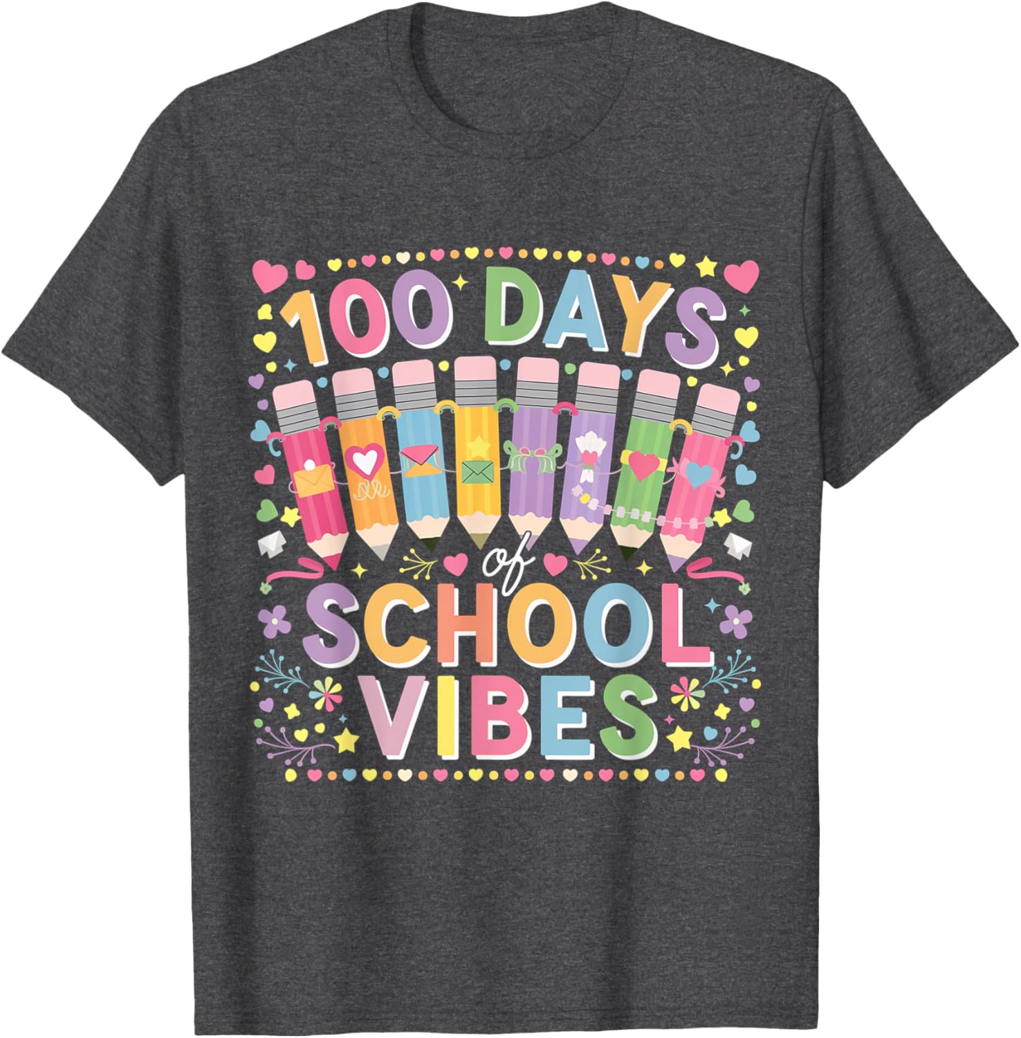 Cute Heart 100th Day of School T-Shirt for Kids Fun Celebration Wear - 5