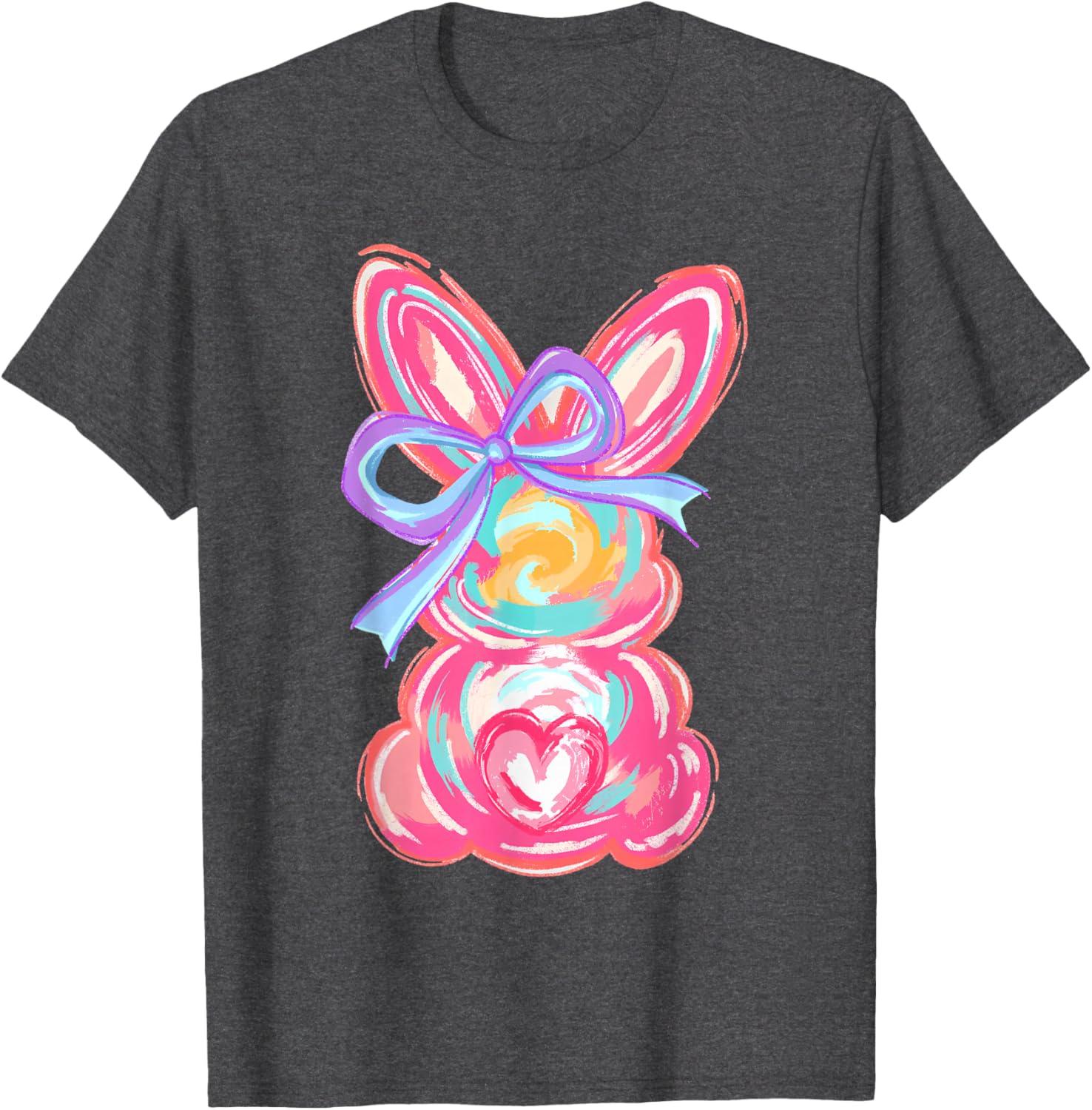 Cute Easter Bunny Bow Tie Dye T-Shirt for Girls and Women - 18