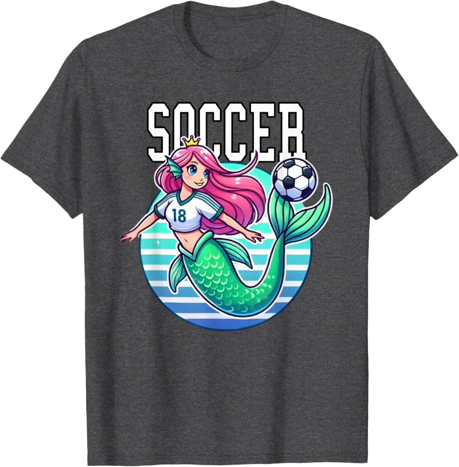 Soccer Mermaid Playing Soccer T-Shirt for Fans of Fun Sports Apparel - 25