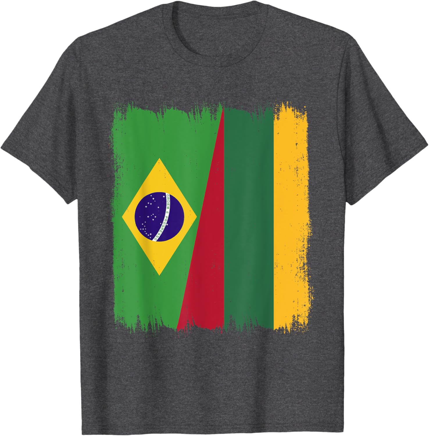 Brazil Lithuania Half Flag Roots T-Shirt for Proud Brazilian Lithuanians - 15