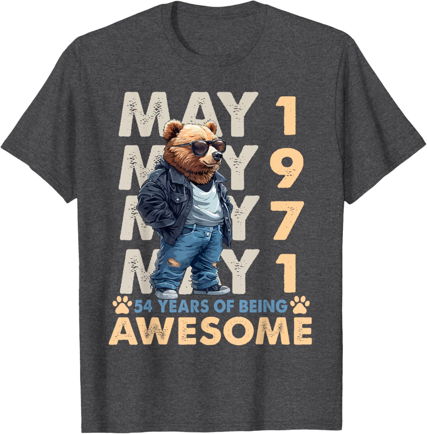 54th Birthday Bear Legends May 1971 T-Shirt for Men - Fun Gift Idea - 28