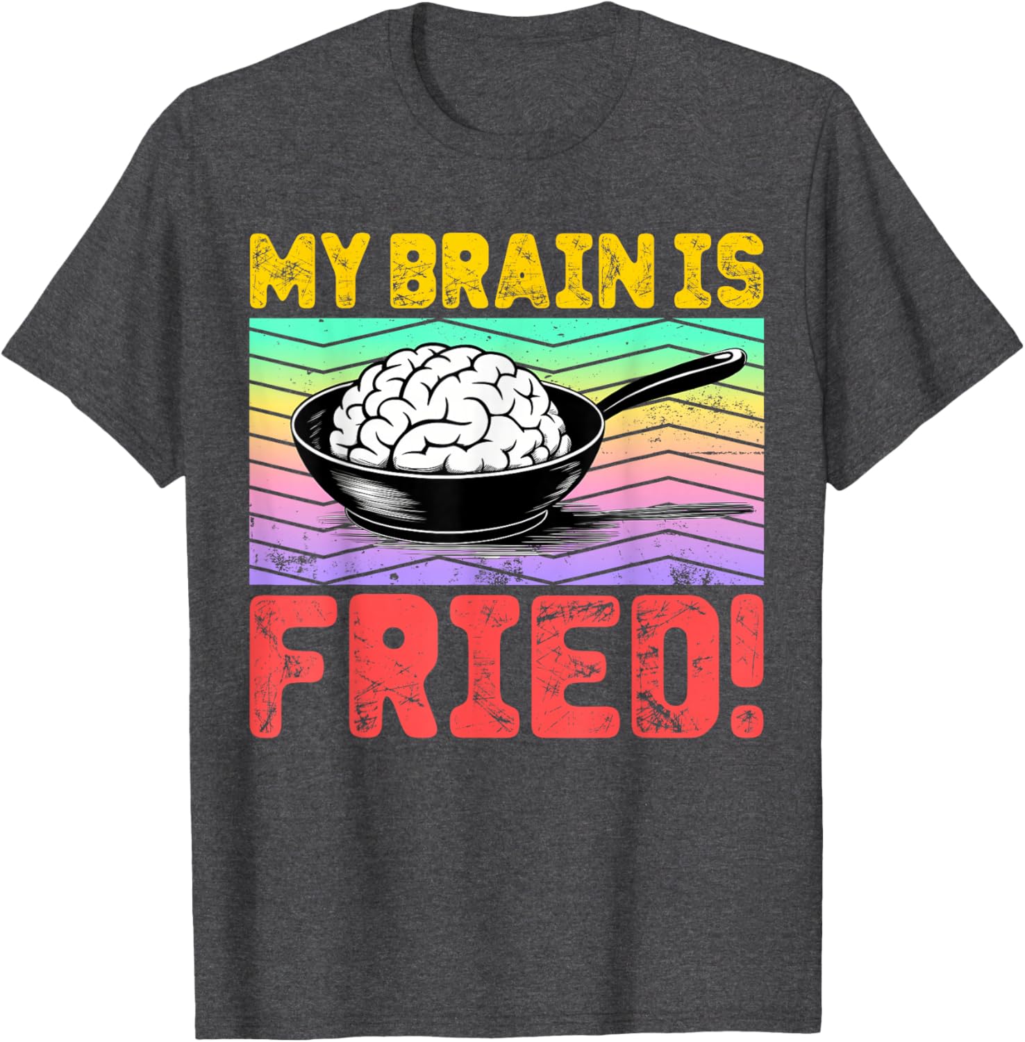 Cartoon Brain Fried Stress Relief T-Shirt for Fun and Relaxation - 2