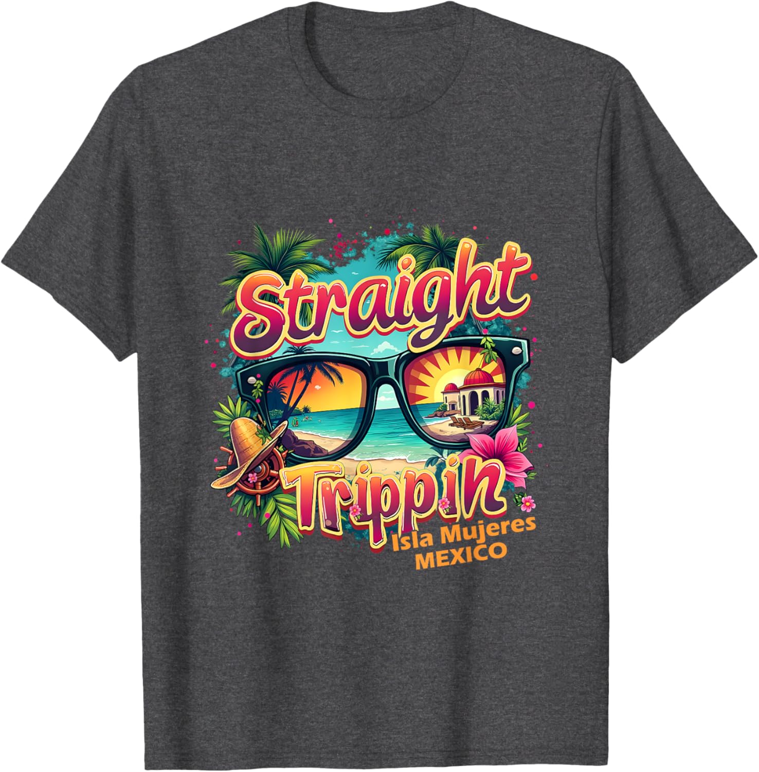 Isla Mujeres 2025 Retro Straight Trippin T-Shirt for Vacation Fun - 7