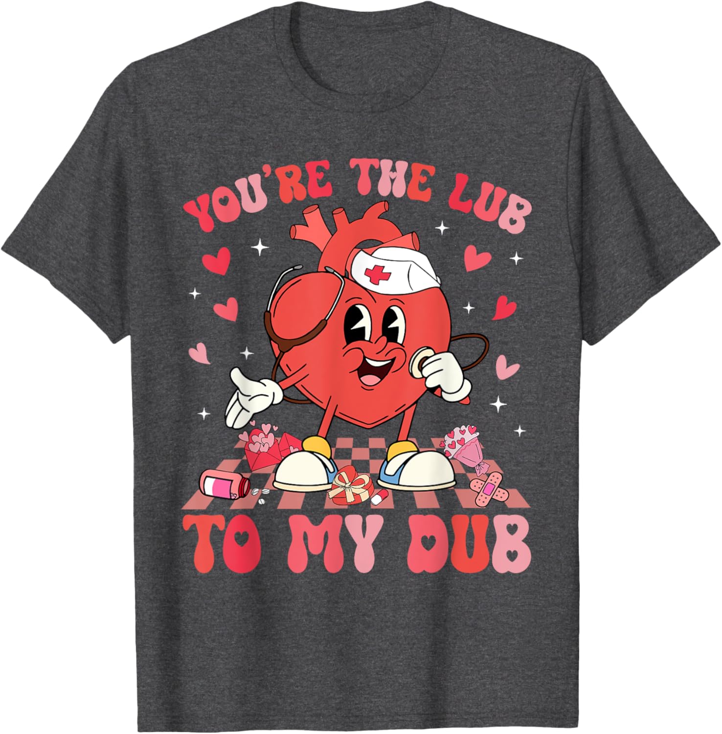 Valentine Retro You're The Lub To My Dub CVICU Nurse T-Shirt Gift - 9
