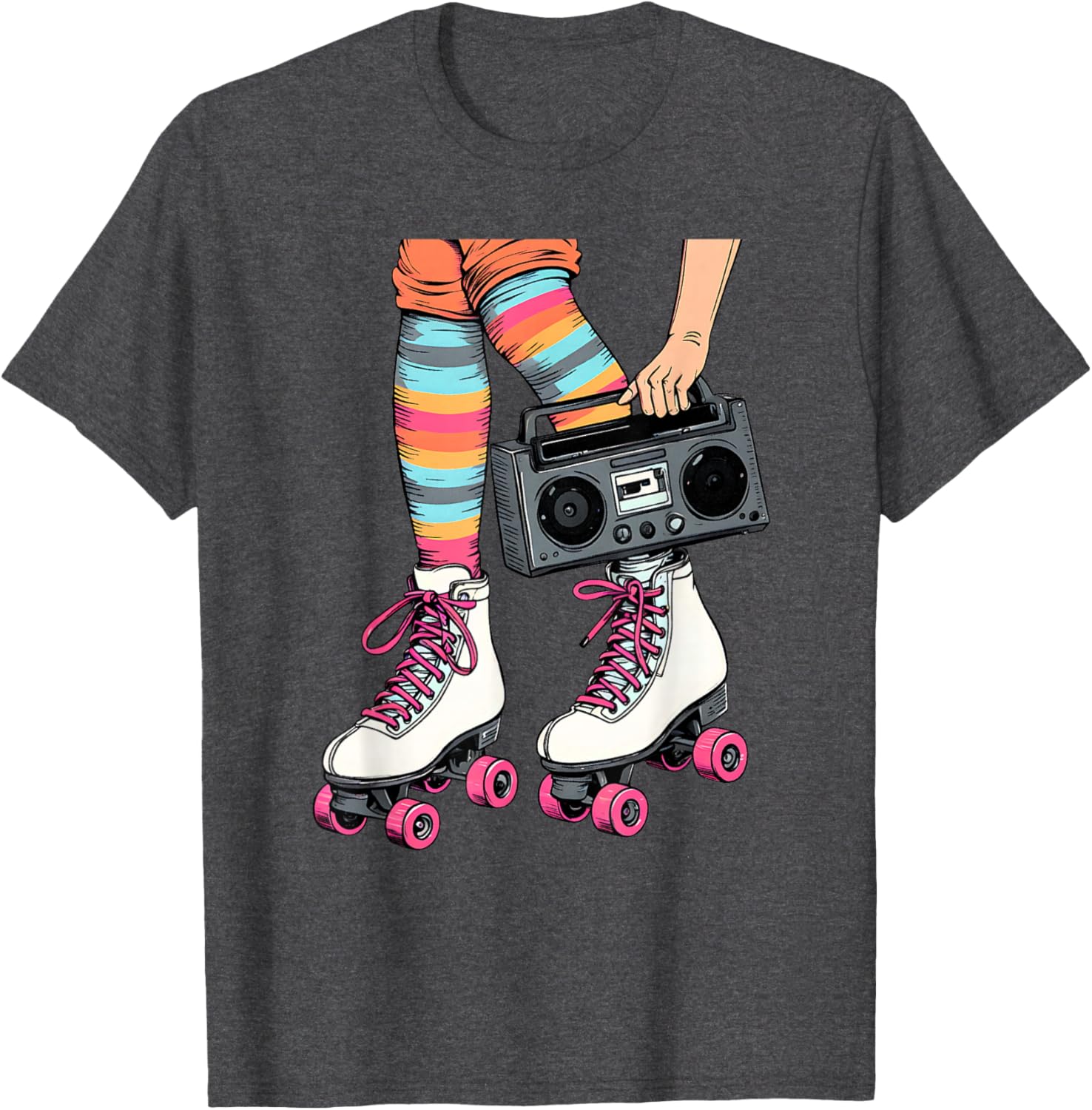 Retro Rollerskates Boombox T-Shirt for Fun 80's 90's Girls Vibes - 8