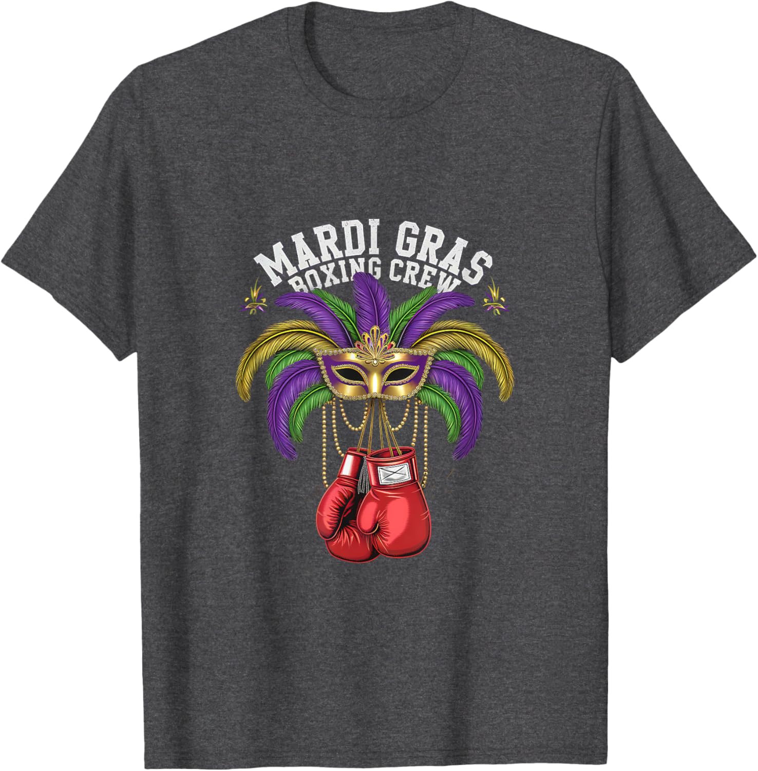 Mardi Gras Masquerade Boxing Crew T-Shirt for Festive Celebrations - 7