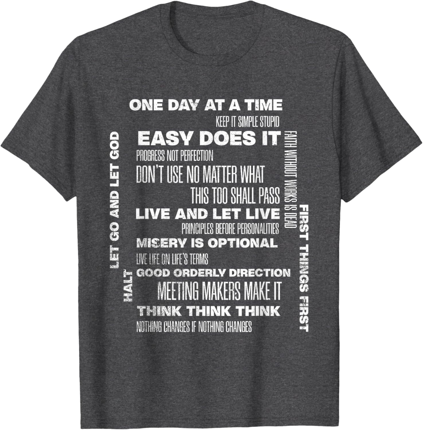 One Day At A Time Inspirational Recovery Sobriety Anniversary T-Shirt - 20