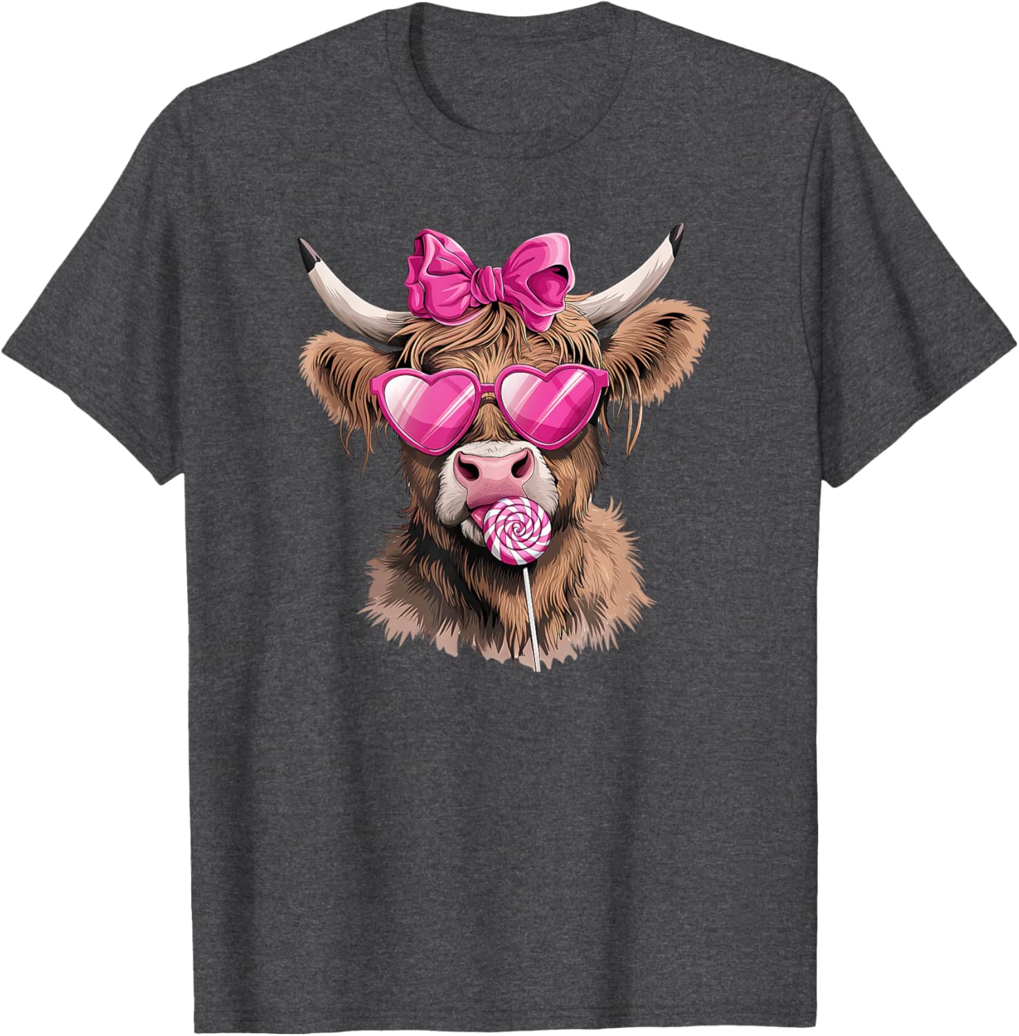 Adorable Cute Cow T-Shirt with Lollipop Bow and Sunglasses for Fun Style - 14