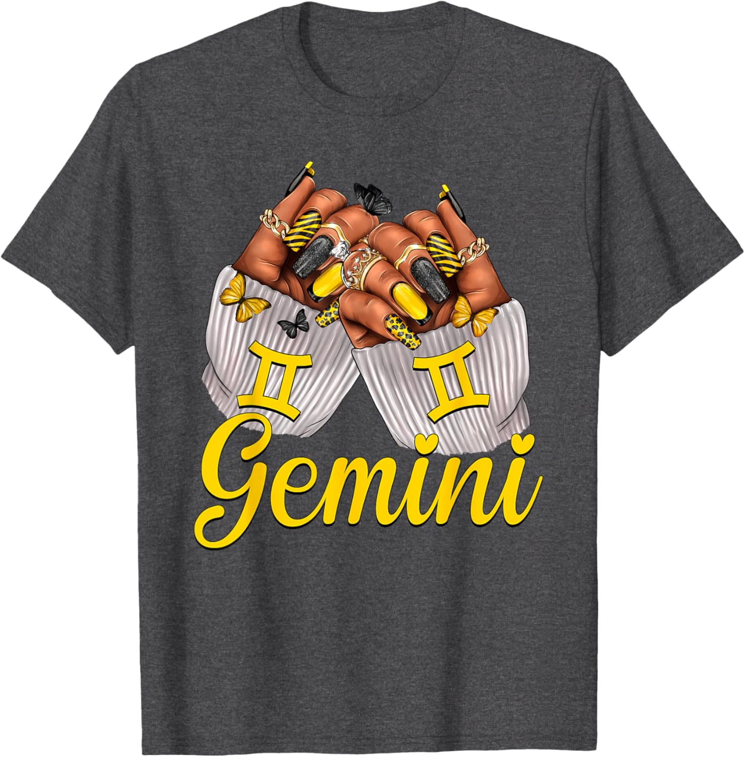 Gemini Black Women Nails Zodiac Birthday Queen T-Shirt for Astrologers - 4
