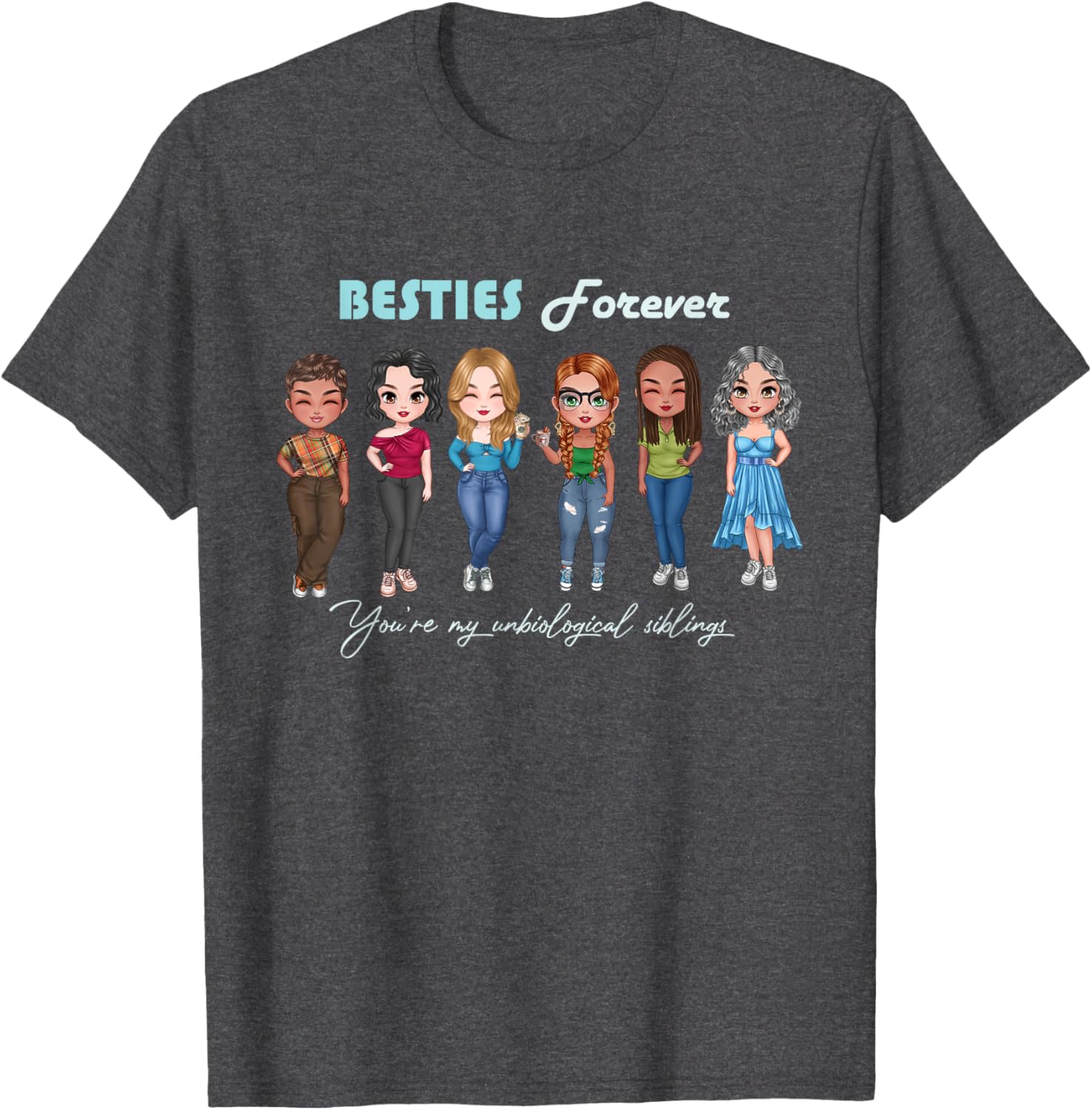 Chibi Best Friends T-Shirt for Unbiological Sisters and Siblings - 6