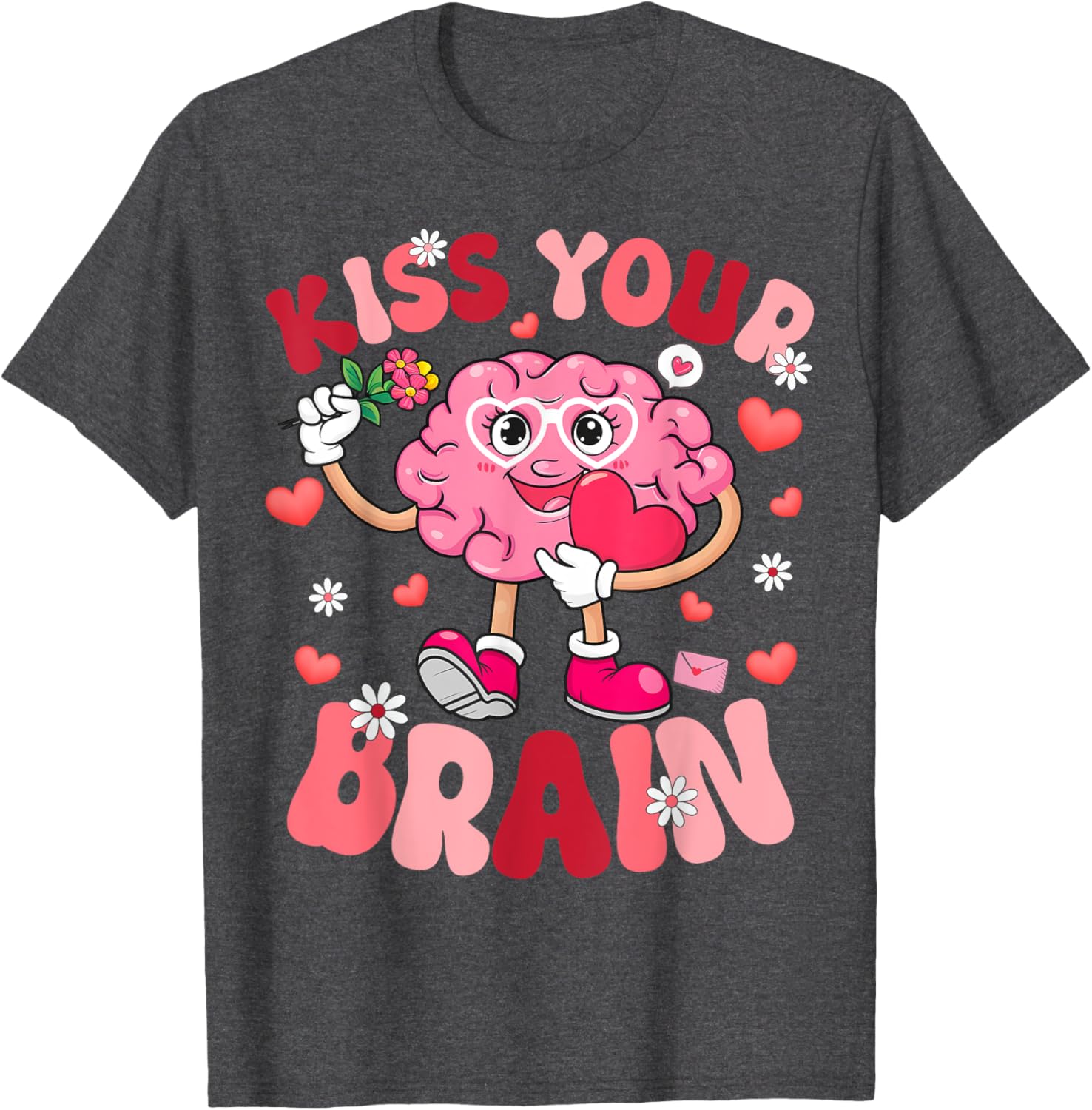 Kiss Your Brain Retro Valentines Day T-Shirt for Teacher Squad & Kids - 8